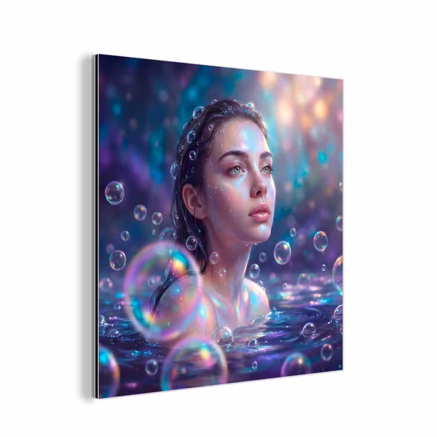 Vrouw - Water - Portret - Kleurrijk - Modern aluminium wit klein -3d