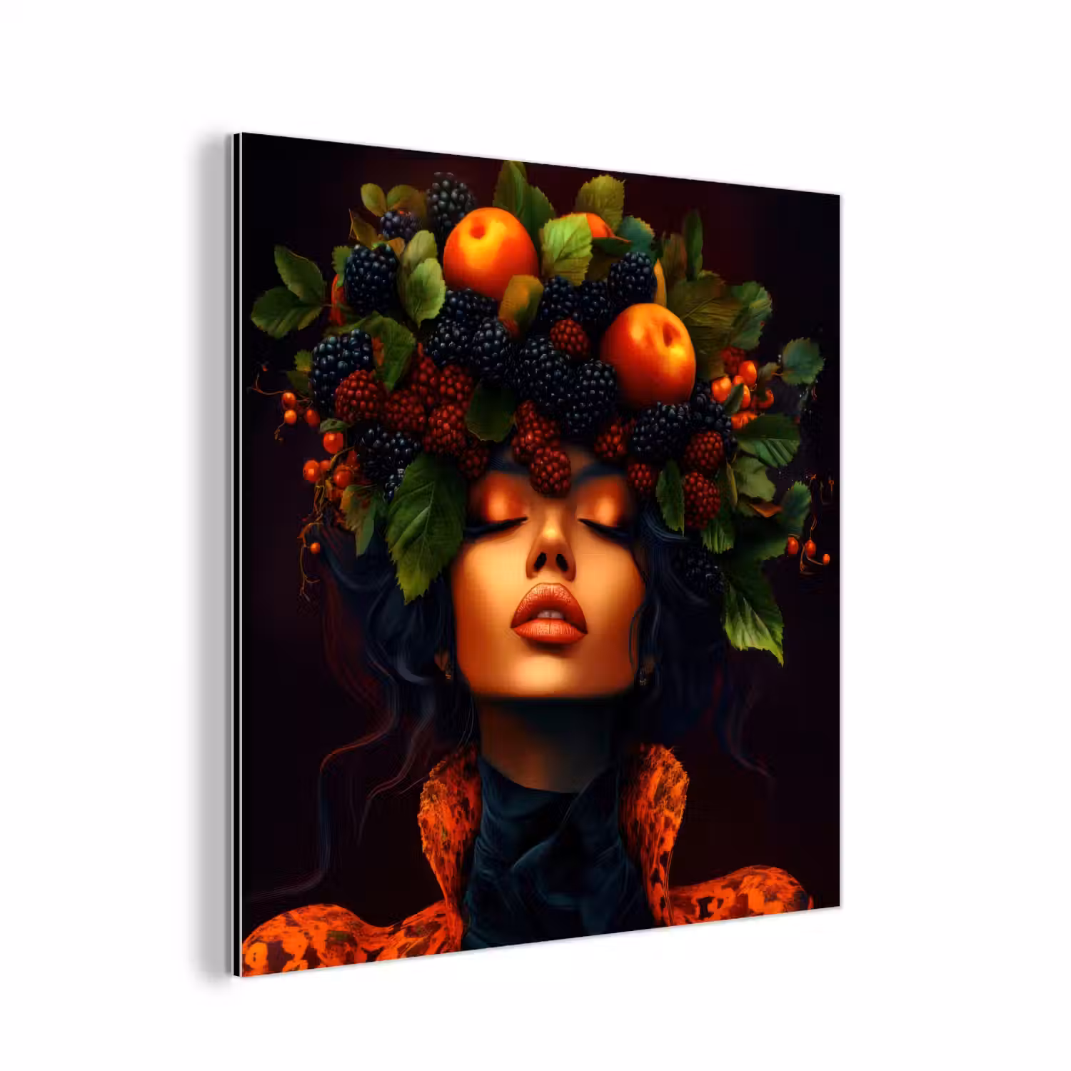 Vrouw - Zwart - Bessen - Bramen - Appels aluminium wit klein -3d