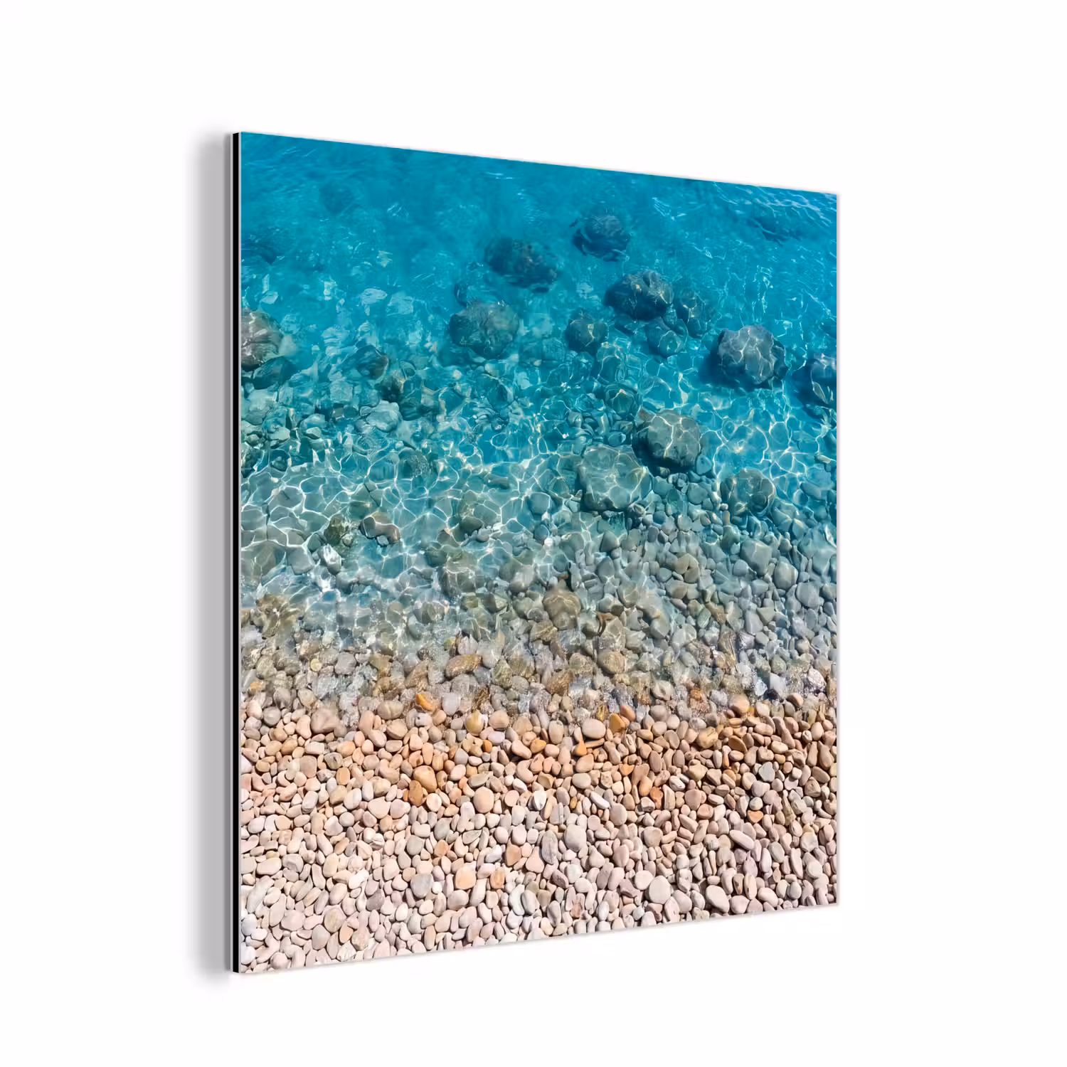 Water - Kiezels - Natuur - Levendig - Turkoois aluminium wit klein -3d