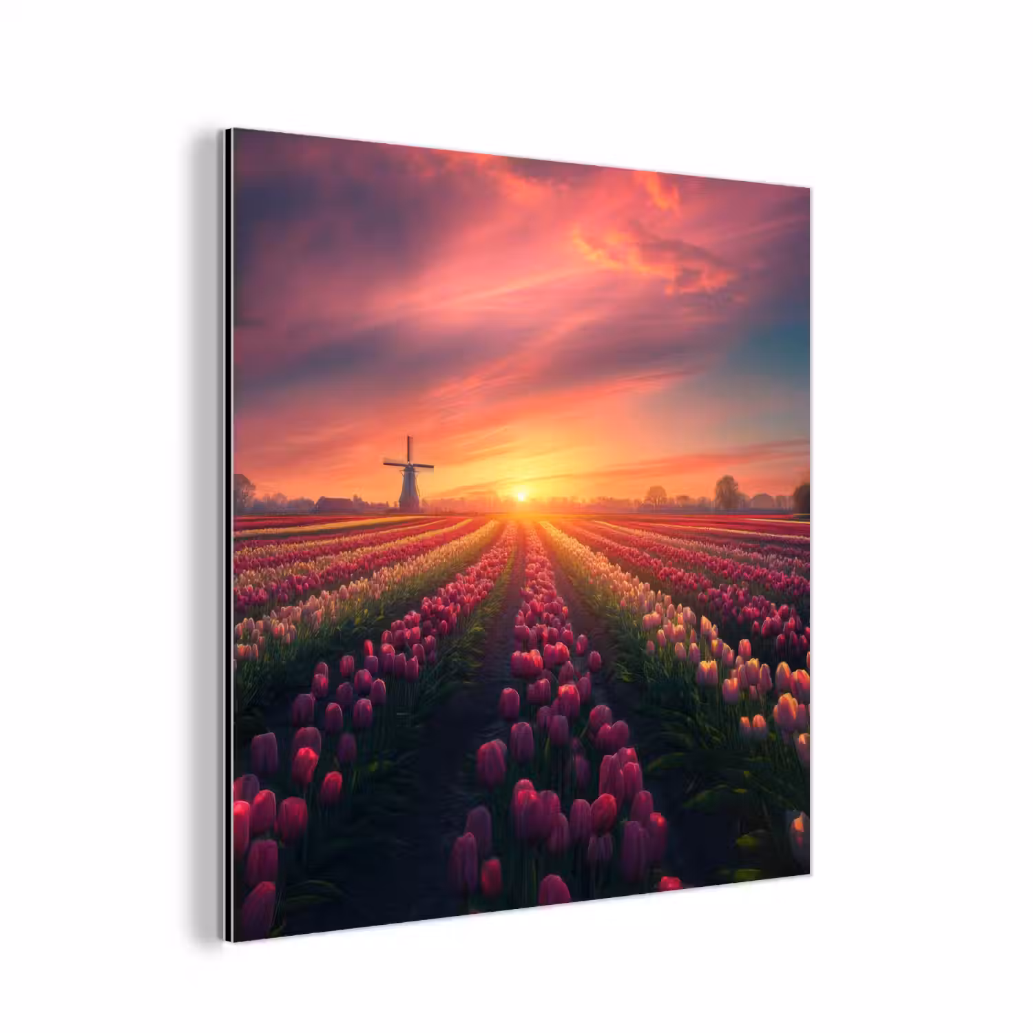 Windmolen - Zonsondergang - Landschap aluminium wit klein -3d