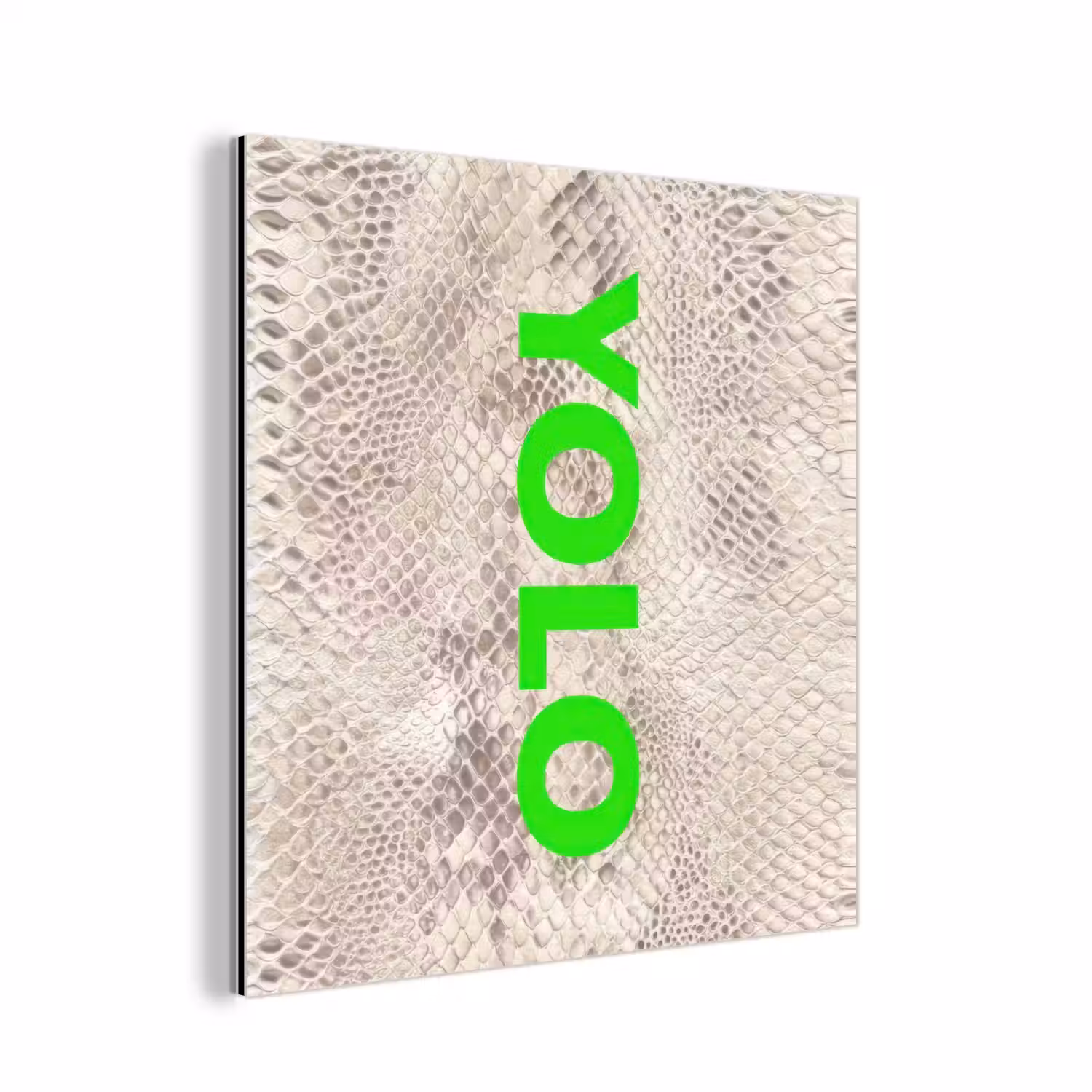 YOLO - Groen - Neon - Slangenprnt aluminium wit klein -3d