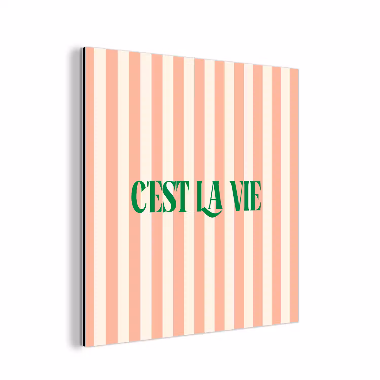 Zachtroze - Groen - Strepen - C'est La Vie aluminium wit klein -3d