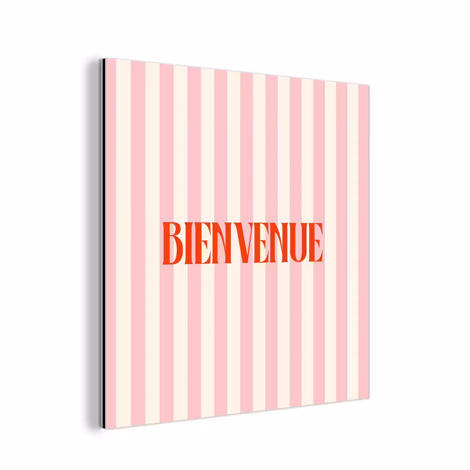 Zachtroze - Rood - Strepen - Bienvenue aluminium wit klein -3d