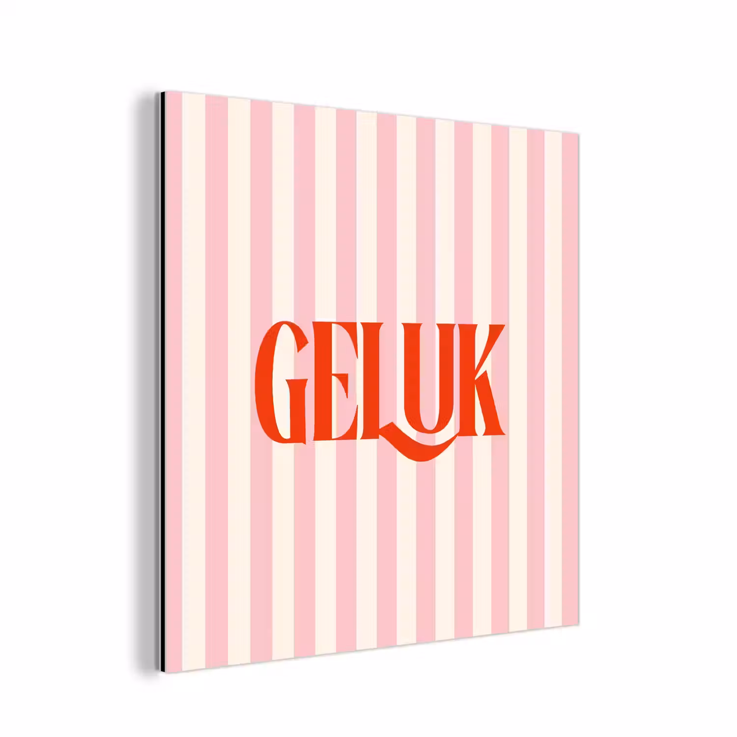 Zachtroze - Rood - Strepen - Geluk aluminium wit klein -3d