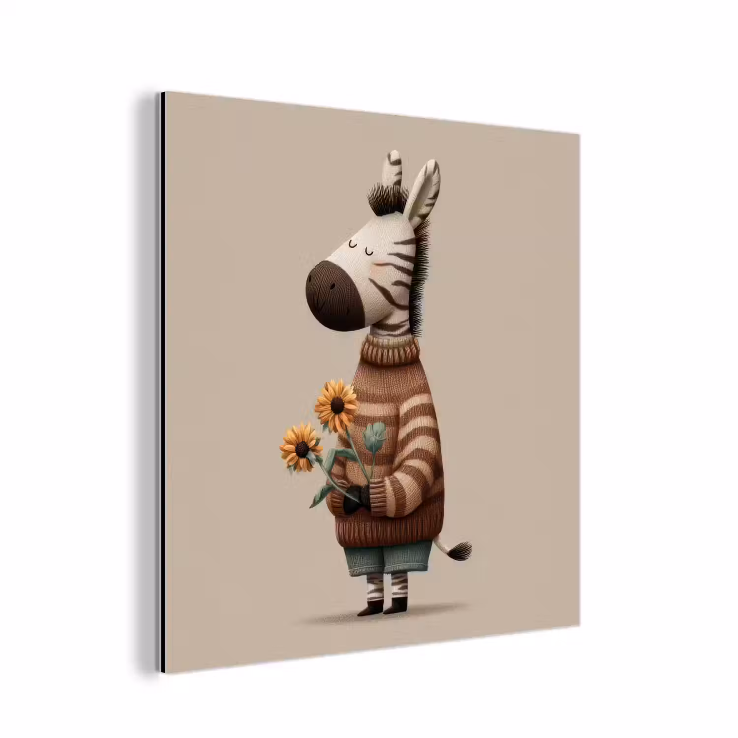 Zebra - Zonnebloemen - Warm aluminium wit klein -3d