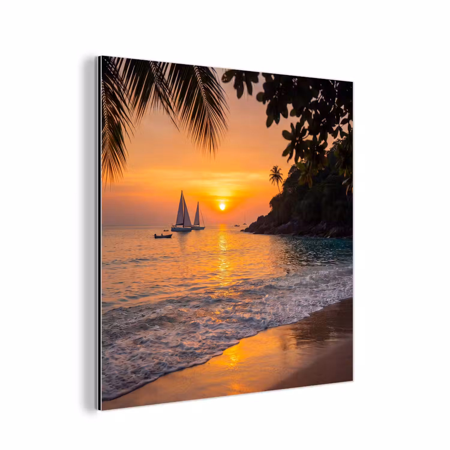 Zee - Zonsondergang - Boot - Natuur - Oranje aluminium wit klein -3d