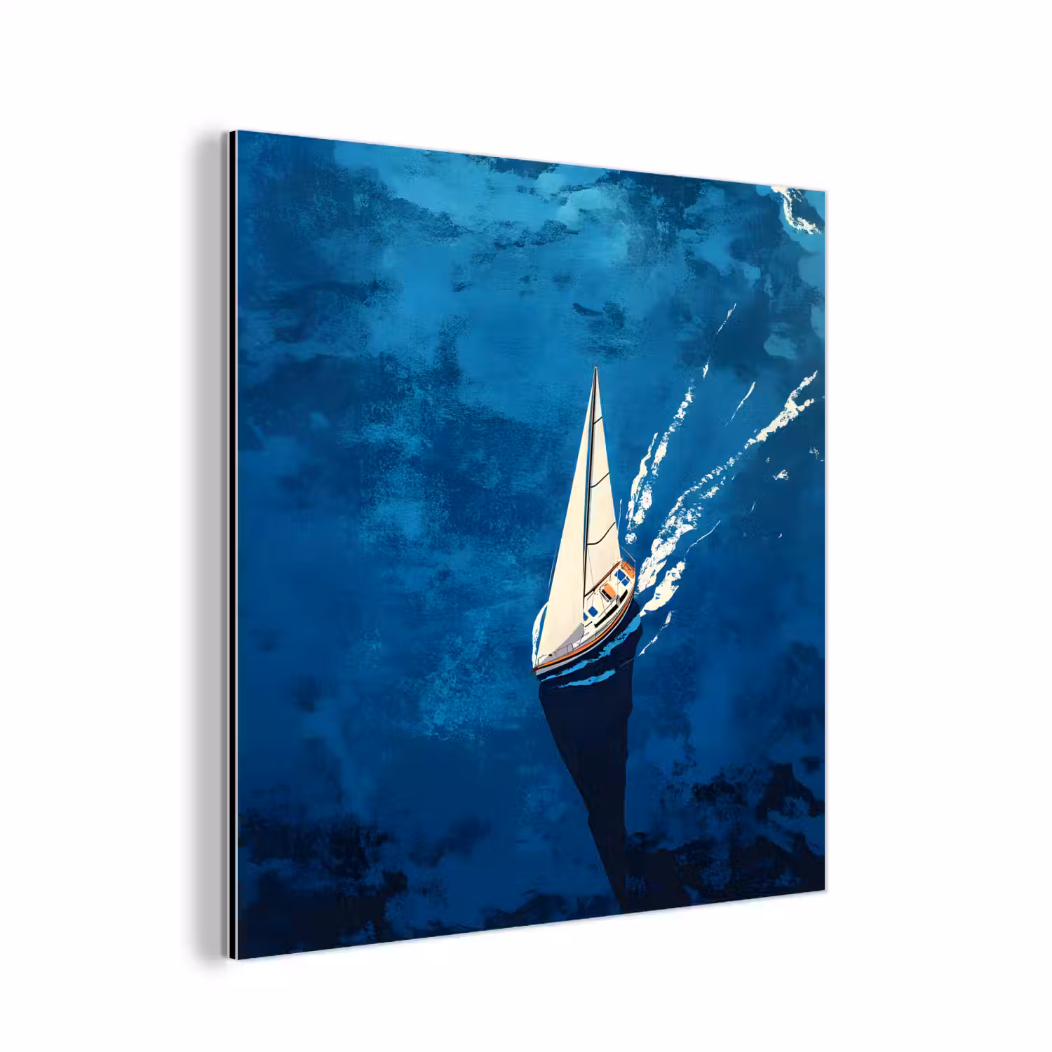 Zeilboot - Water - Abstract - Schaduw aluminium wit klein -3d