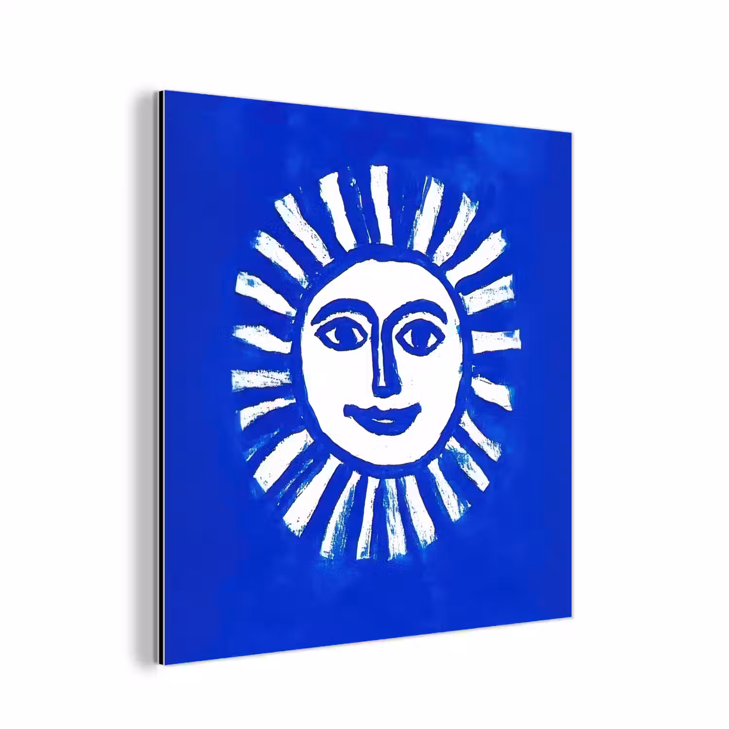 Zon - Gezicht - Penseelstructuur - Blauw aluminium wit klein -3d