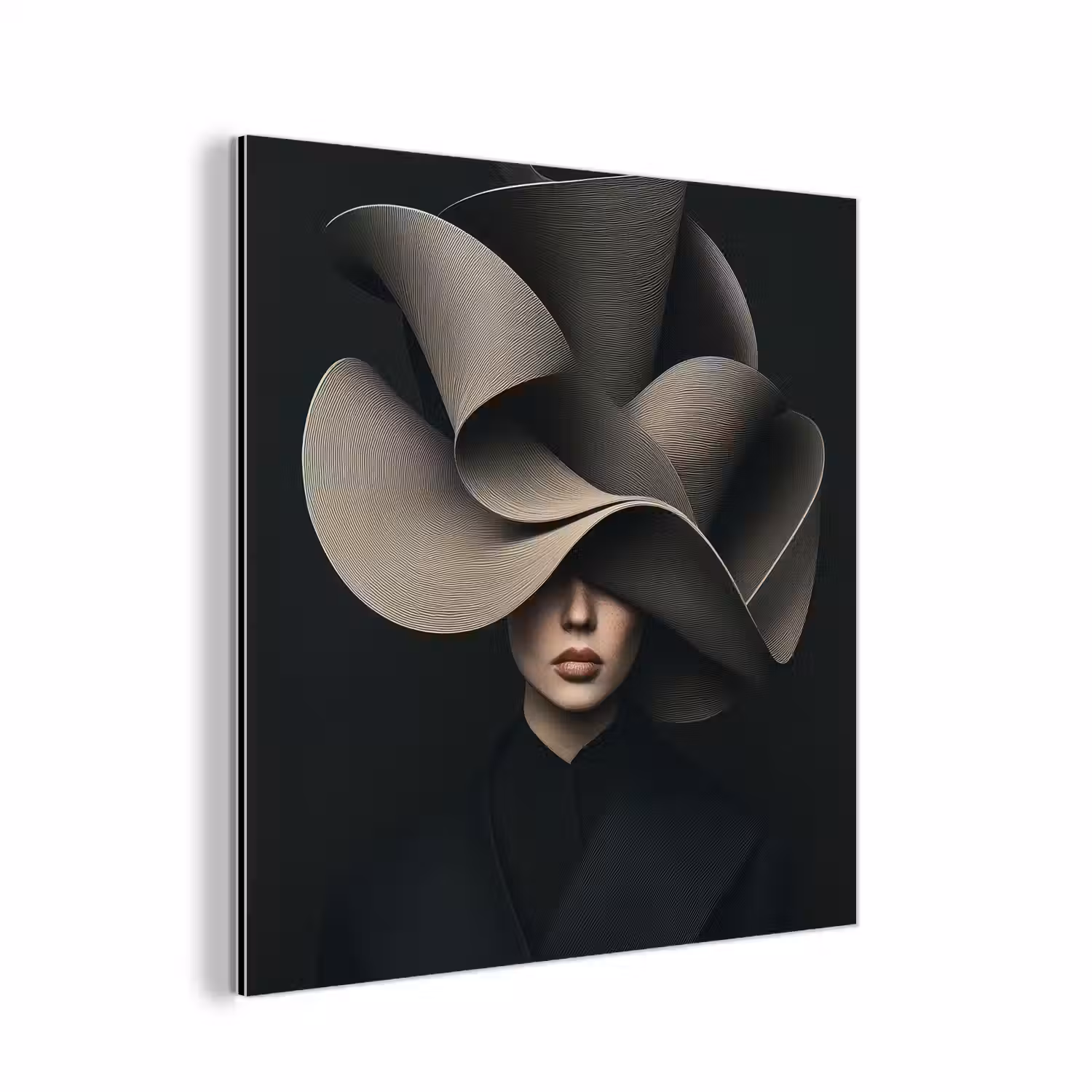 Zwarte - Hoed - Vrouw aluminium wit klein -3d