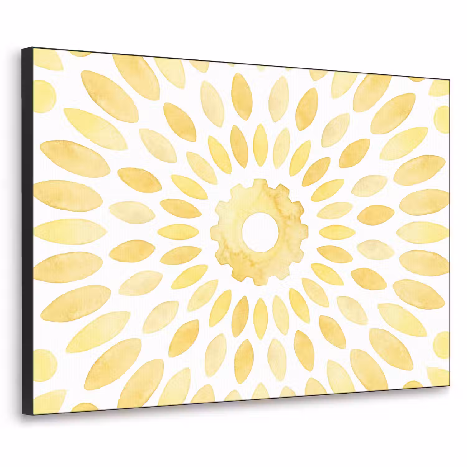 Abstract - Geometrisch - Stralend - Geel Textielframe zwart klein -3d