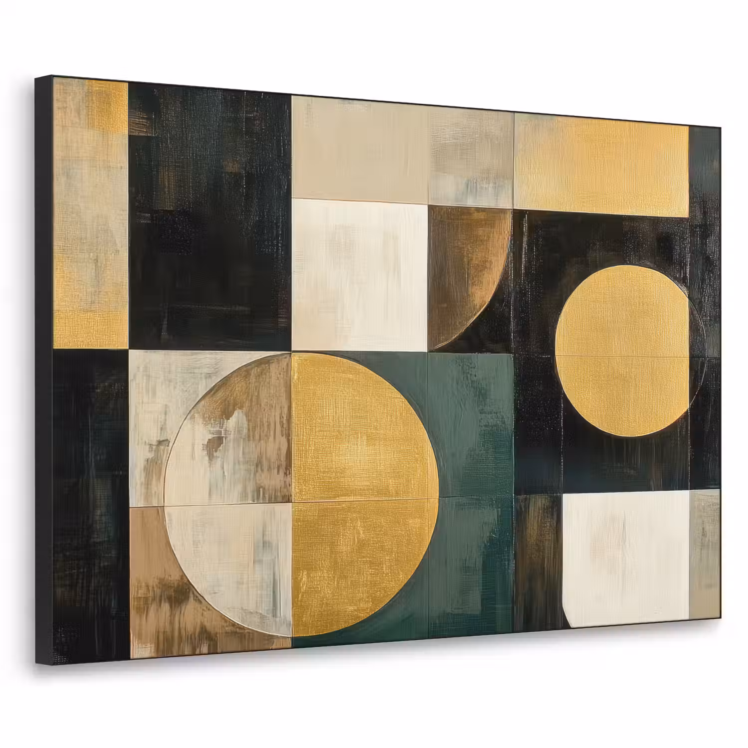 Abstract - Goud - Brons - Vormen - Geometrisch Textielframe - compleet frame klein -3d