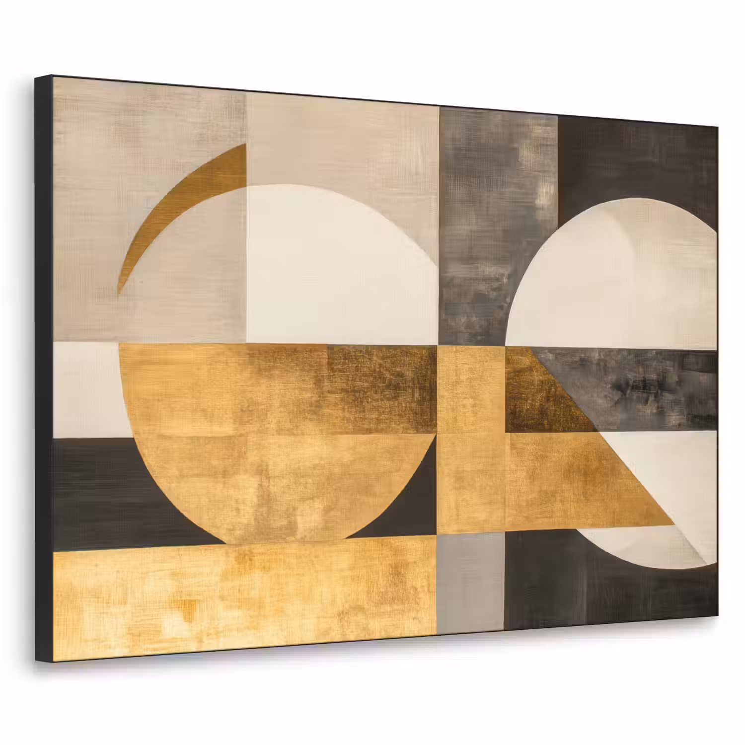 Abstract - Goud - Grijs - Vormen - Geometrisch Textielframe - compleet frame klein -3d