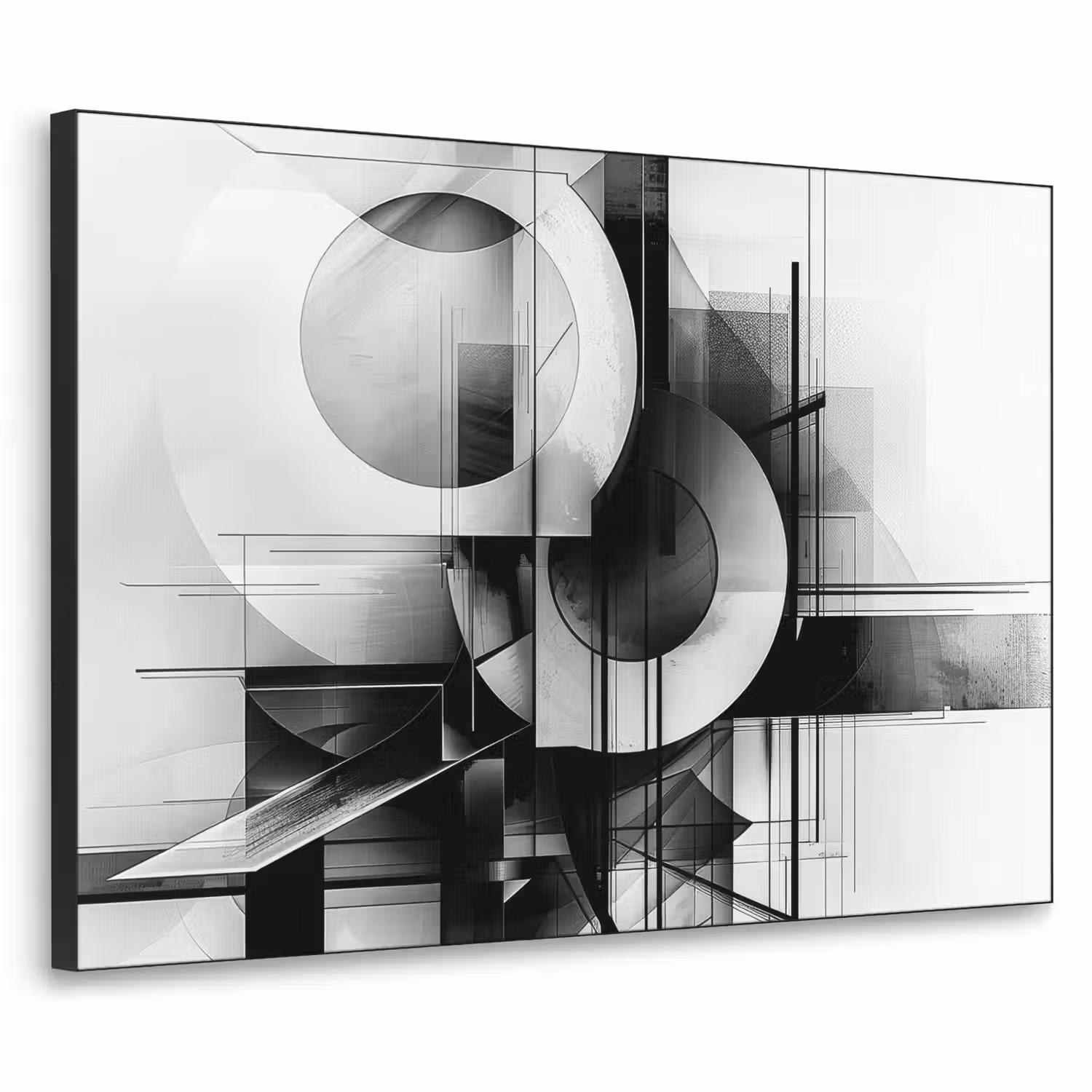 Abstract - Kunst - Modern - Zwart wit Textielframe zwart klein -3d