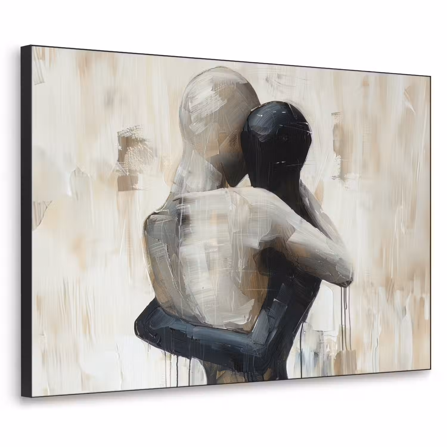 Abstract - Liefde - Zwart wit - Modern Textielframe - compleet frame klein -3d