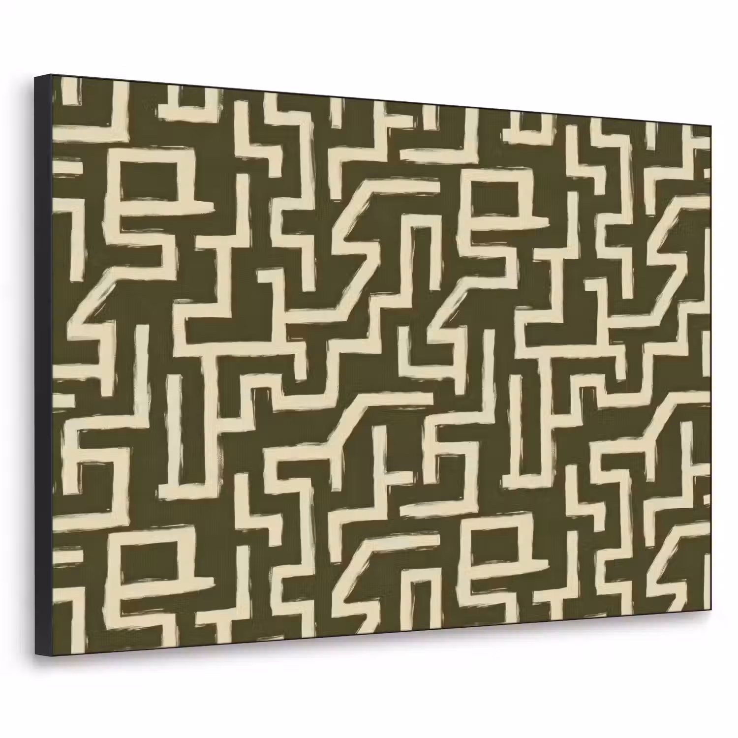 Abstract - Lijnen - Groen Textielframe zwart klein 947 -3d
