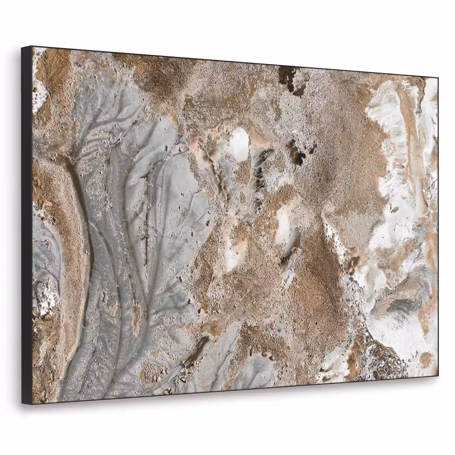 Abstract - Marmer - Wit - Bruin - Marmerlook Textielframe zwart klein -3d