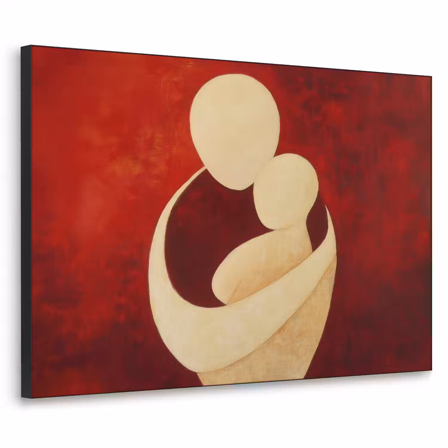 Abstract - Moeder - Kind - Rood Textielframe zwart klein -3d