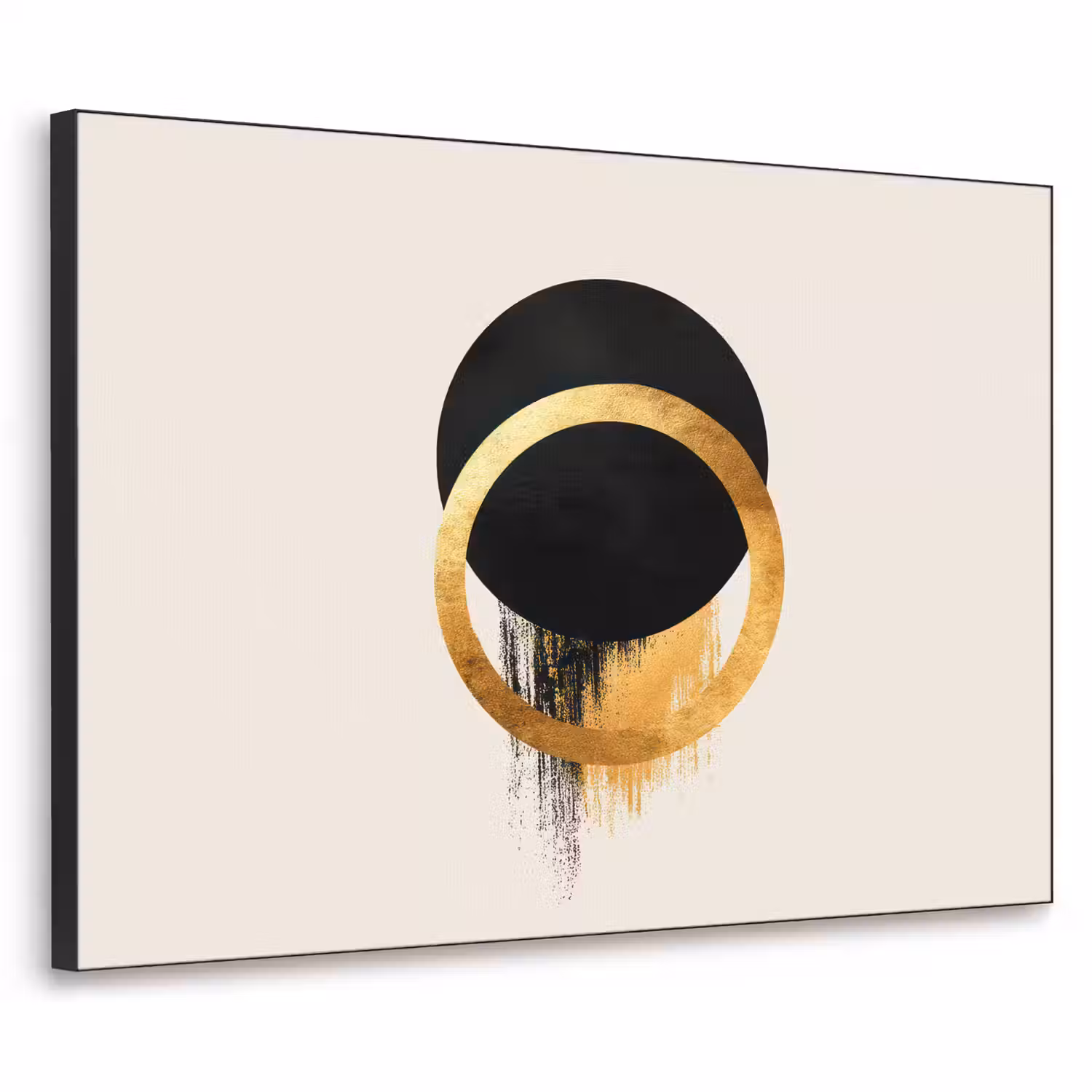 Abstract ontwerp - Zwarte cirkel - Verfvlekken Textielframe - compleet frame klein -3d