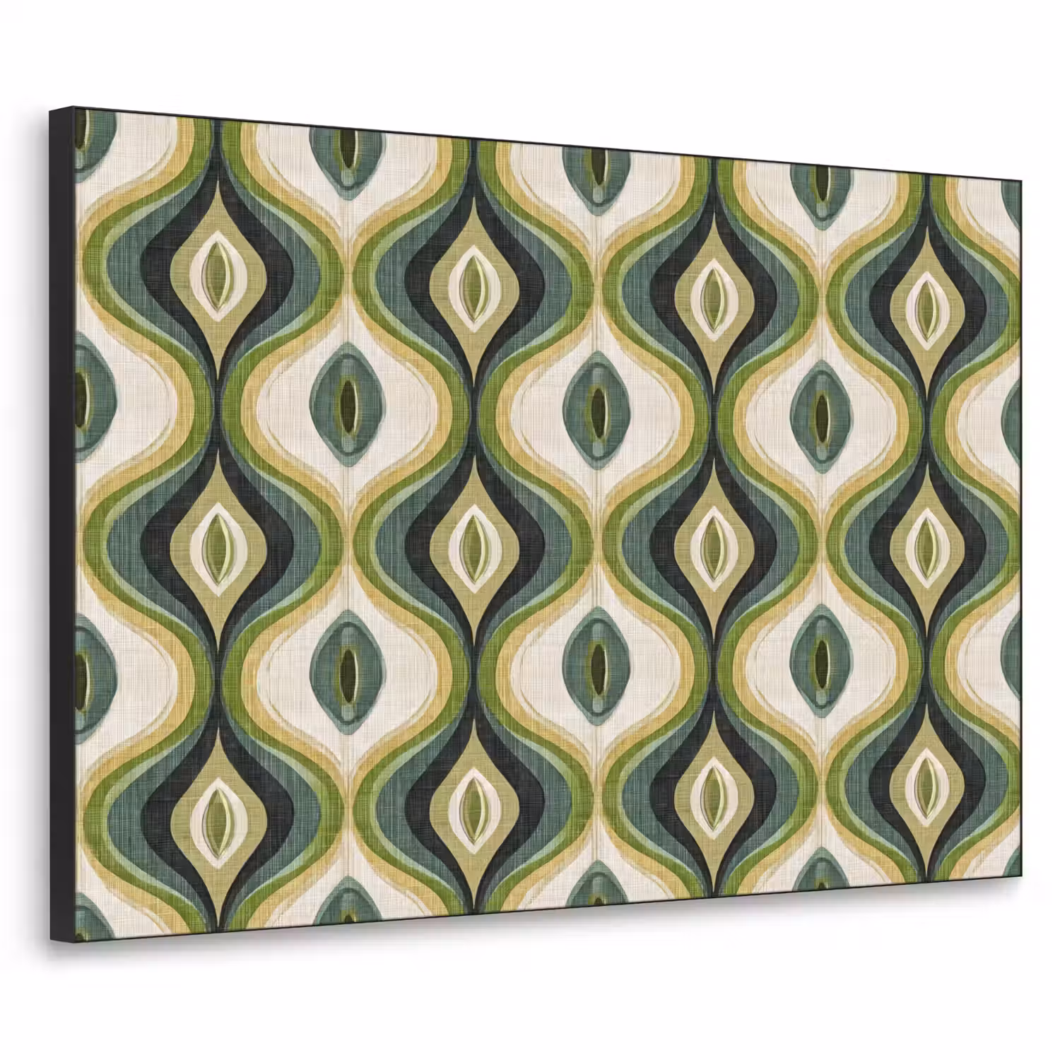 Abstract - Ritmisch - Groen Textielframe zwart klein 947 -3d