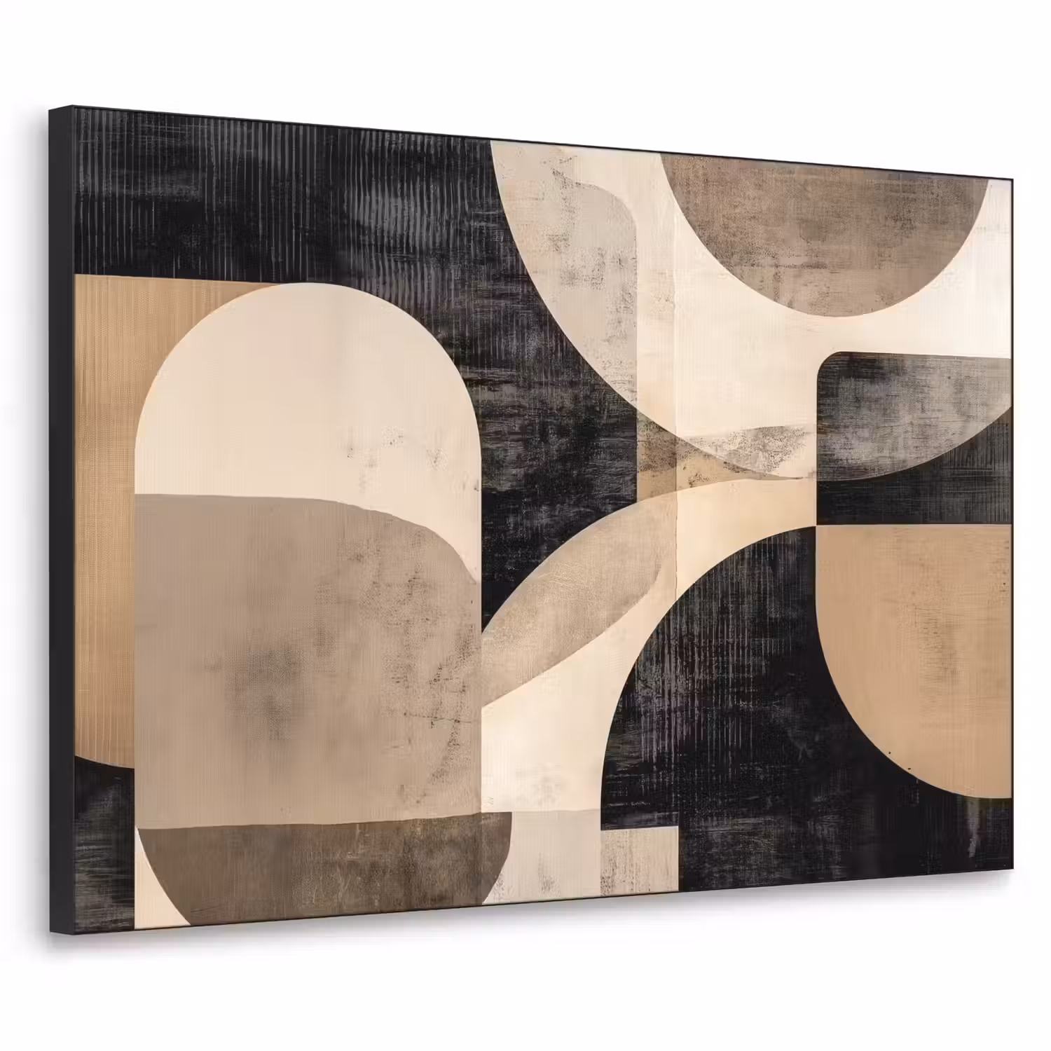 Abstract - Vormen - Modern - Beige Textielframe - compleet frame klein -3d