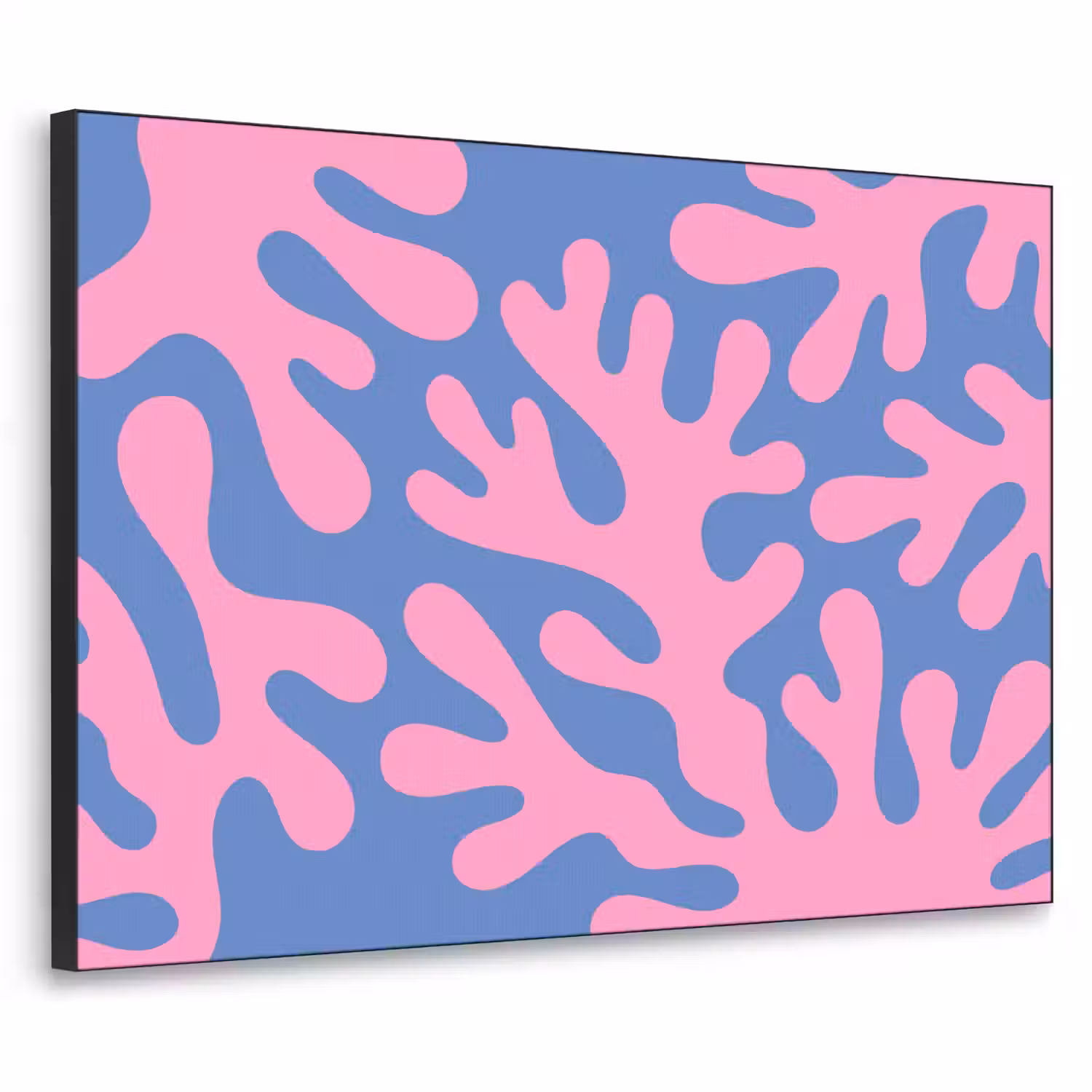 Abstract - Vormen - Roze - Blauw Textielframe zwart klein -3d