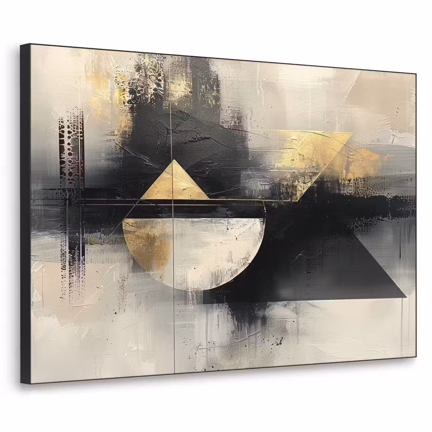 Abstract - Zwart - Verf - Modern Textielframe - compleet frame klein -3d