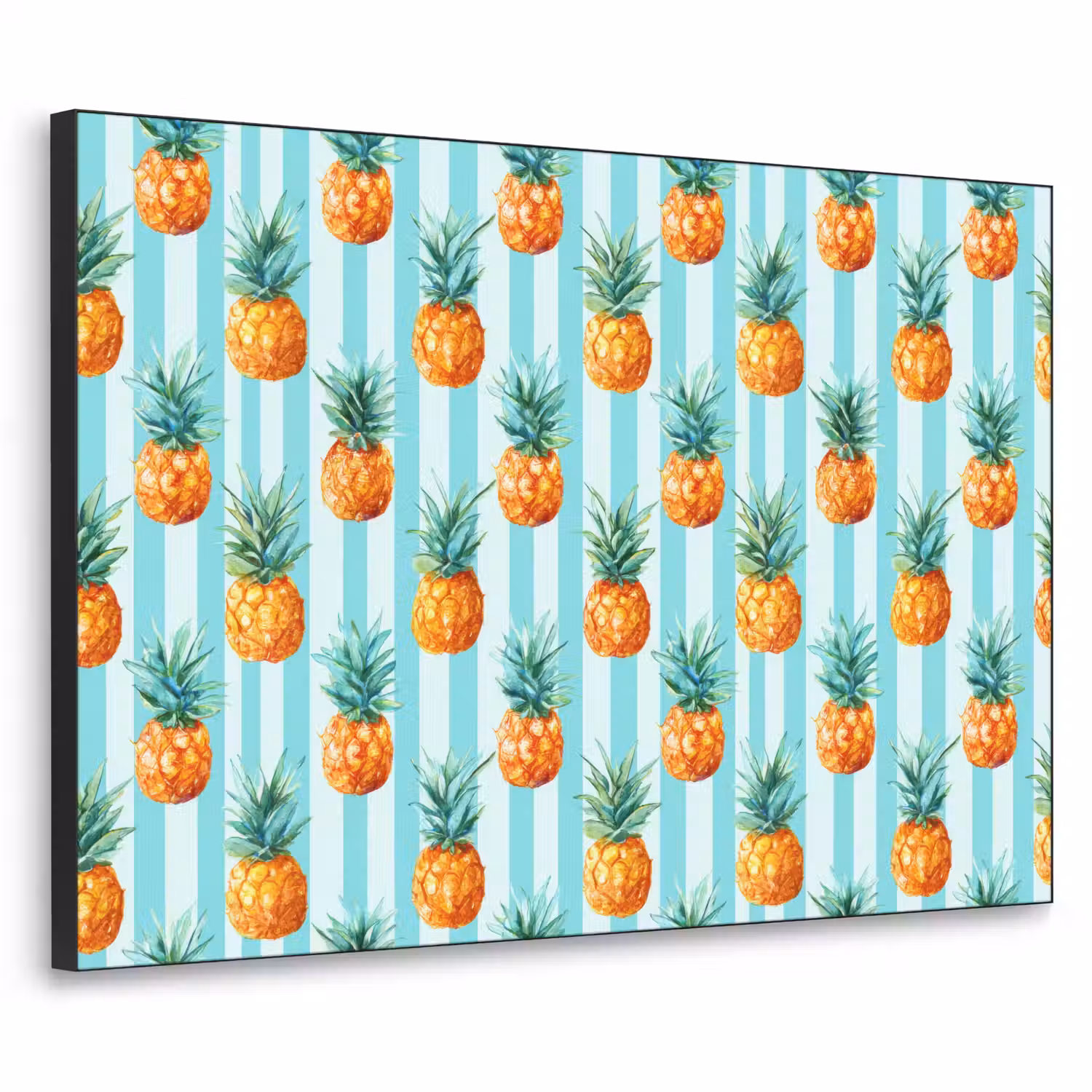Ananas - Strepen - Groen Textielframe zwart klein 947 -3d
