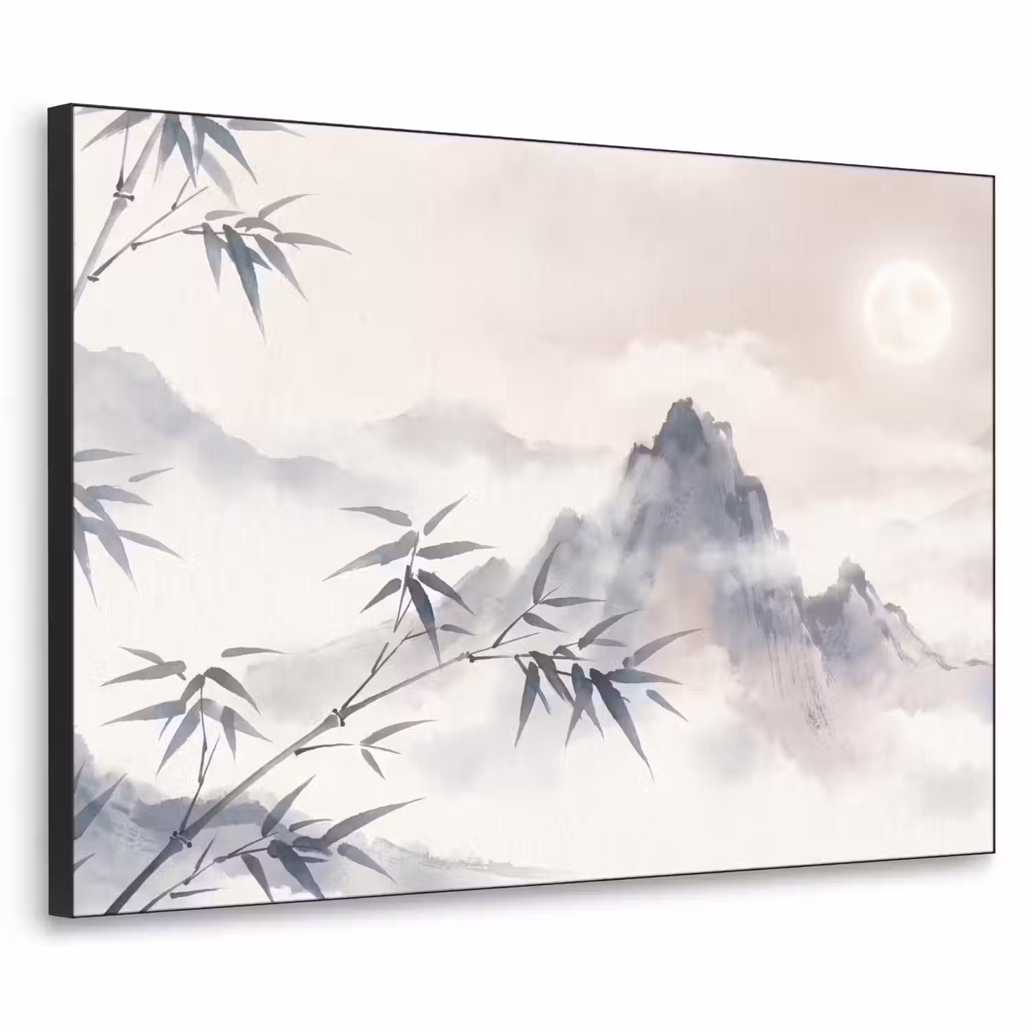 Bamboe - Azië - Grijs Textielframe zwart klein -3d