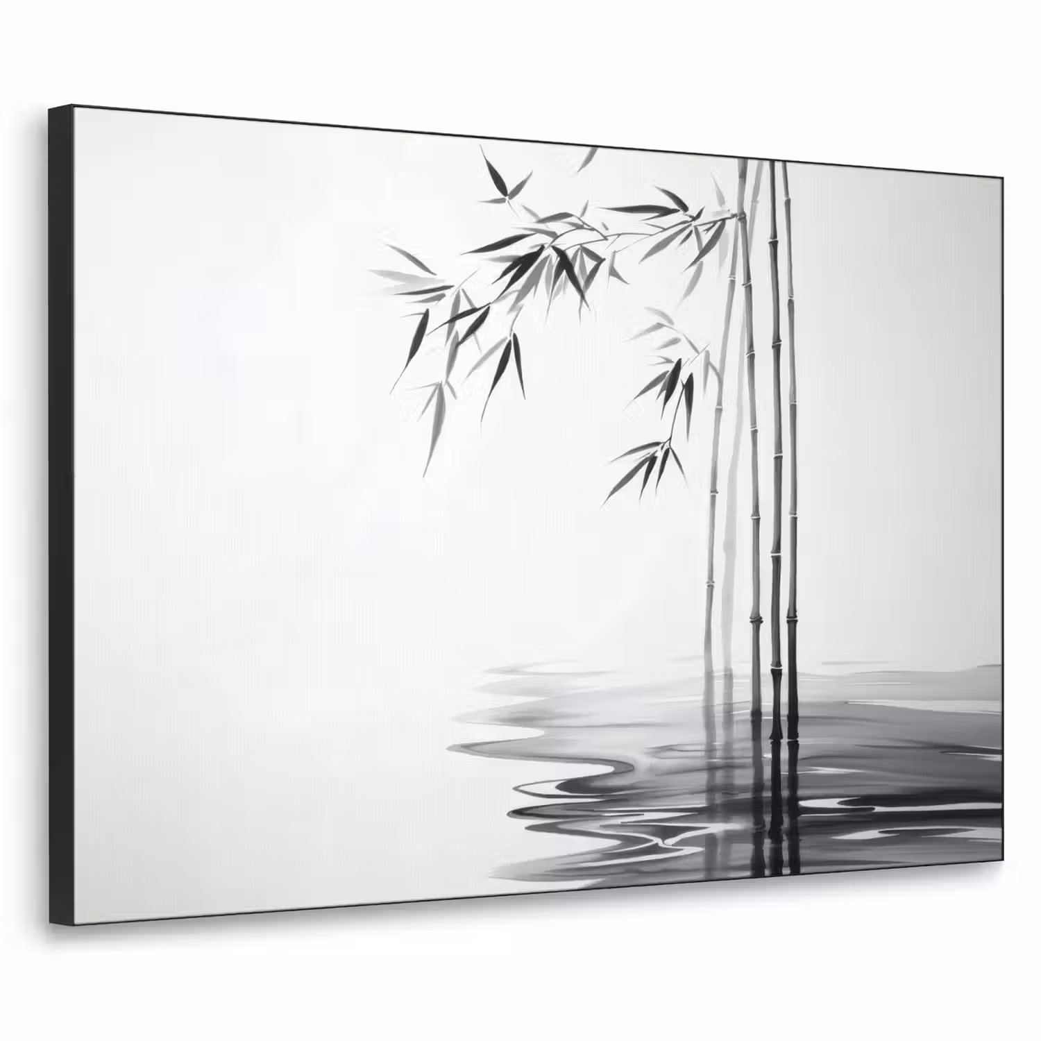Bamboestammen - Water - Minimalistisch - Wit Textielframe - compleet frame klein -3d