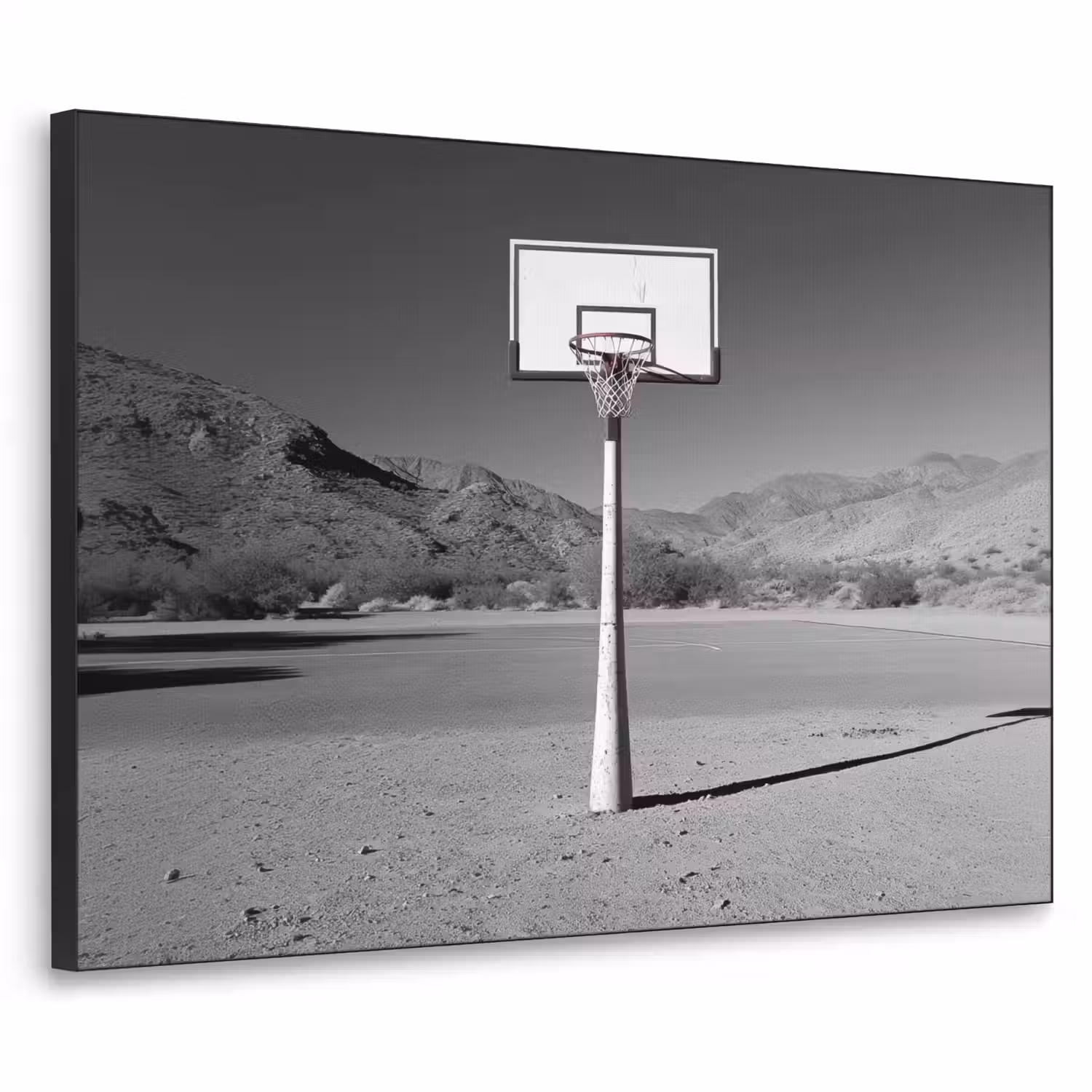 Basketbalpaal - Landschap - Zand - Wit Textielframe - compleet frame klein -3d
