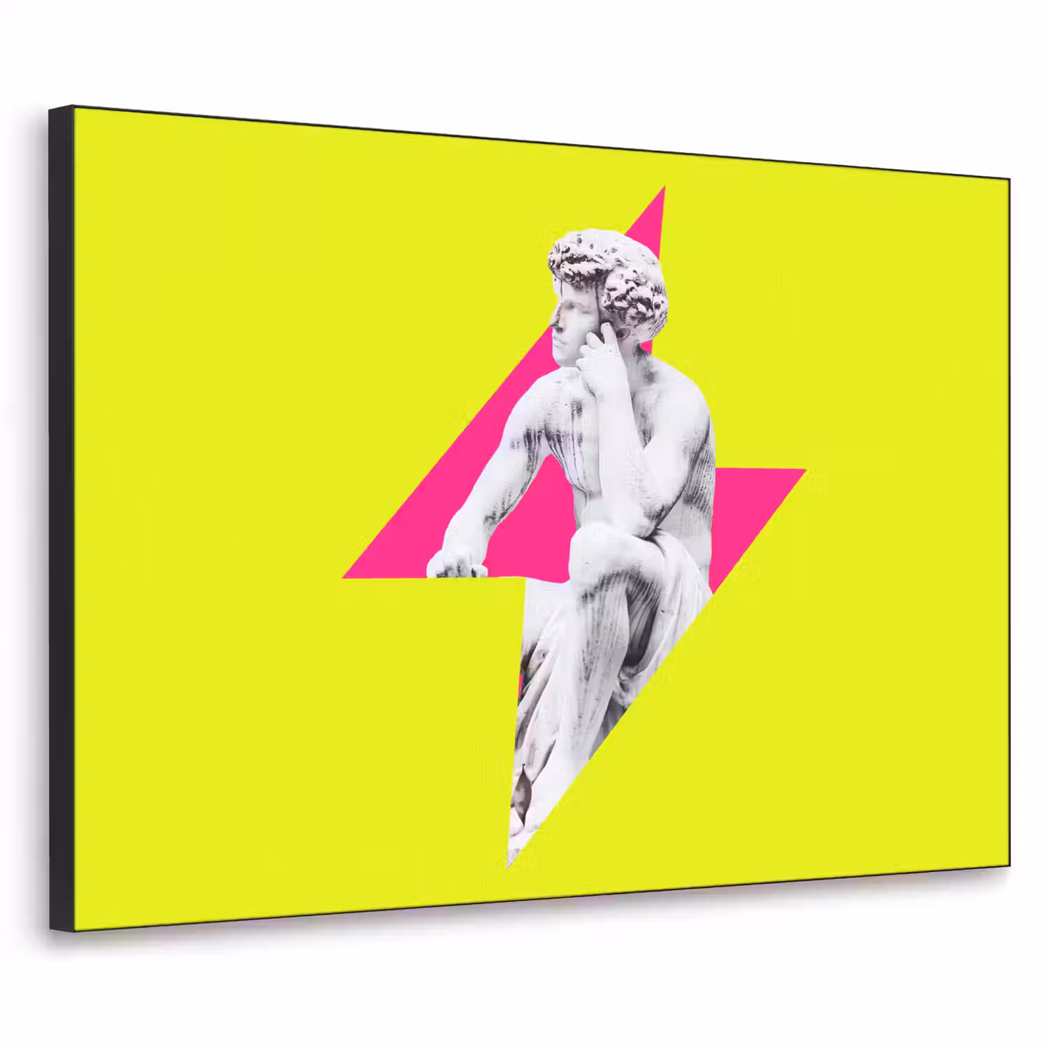 Beeld - Man - Bliksemschicht - Geel Textielframe - compleet frame klein -3d