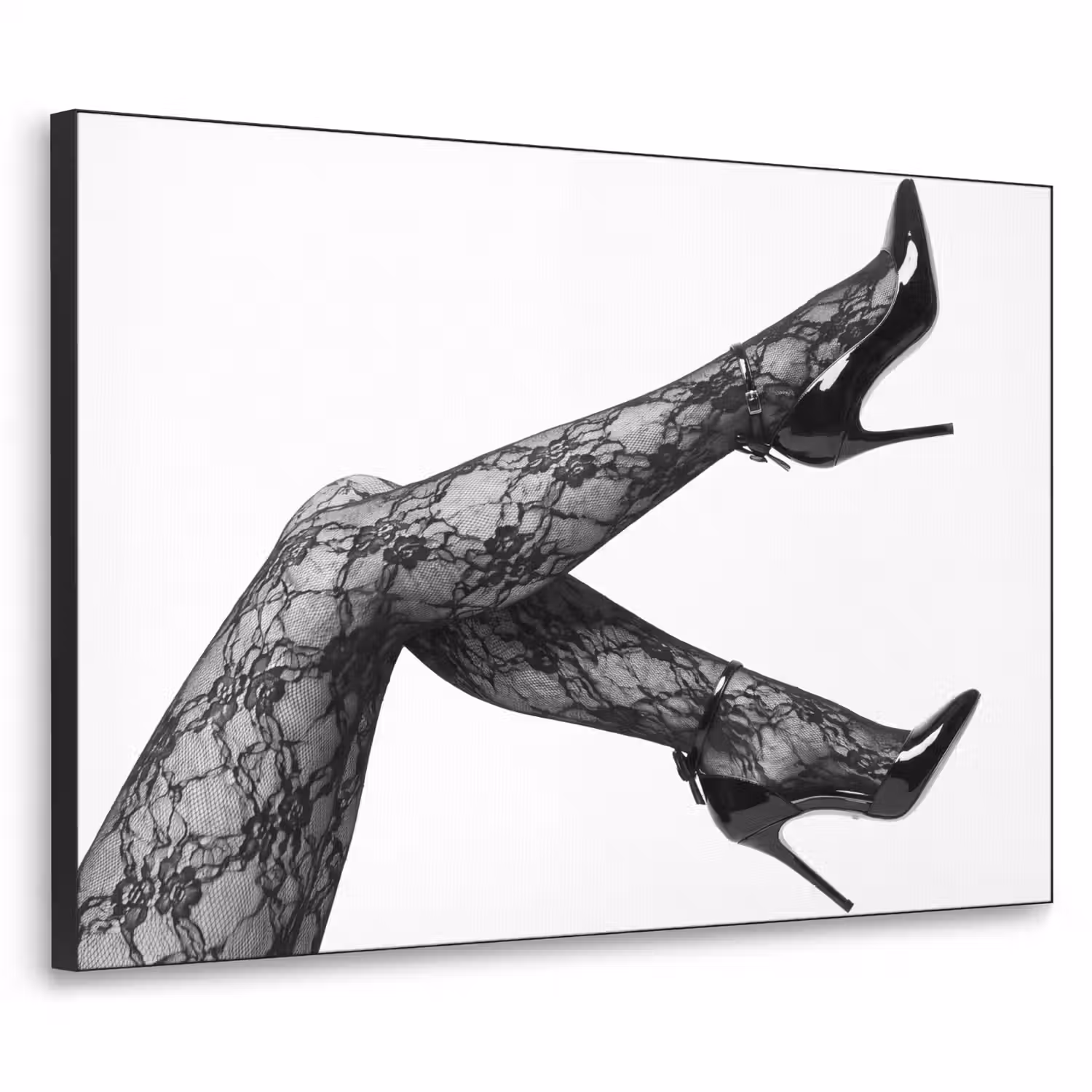 Benen - Kant - Hakken - Zwart - Wit - Uitdagend Textielframe zwart klein -3d
