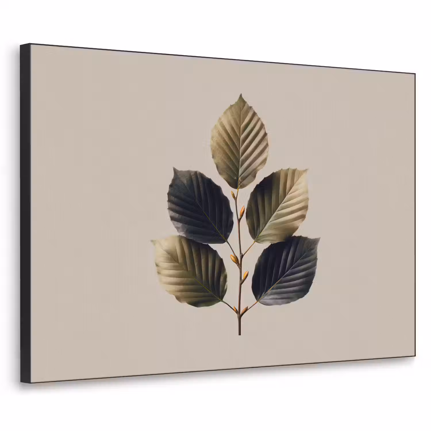 Beukenbladeren - Bruin - Groen - neutraal Textielframe - compleet frame klein -3d