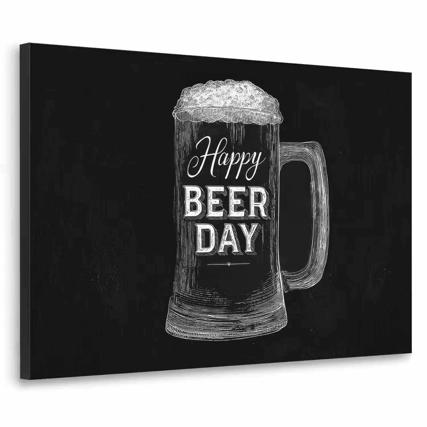 Bierpul - Witte krijtletters - Happy beer day Textielframe - compleet frame klein -3d