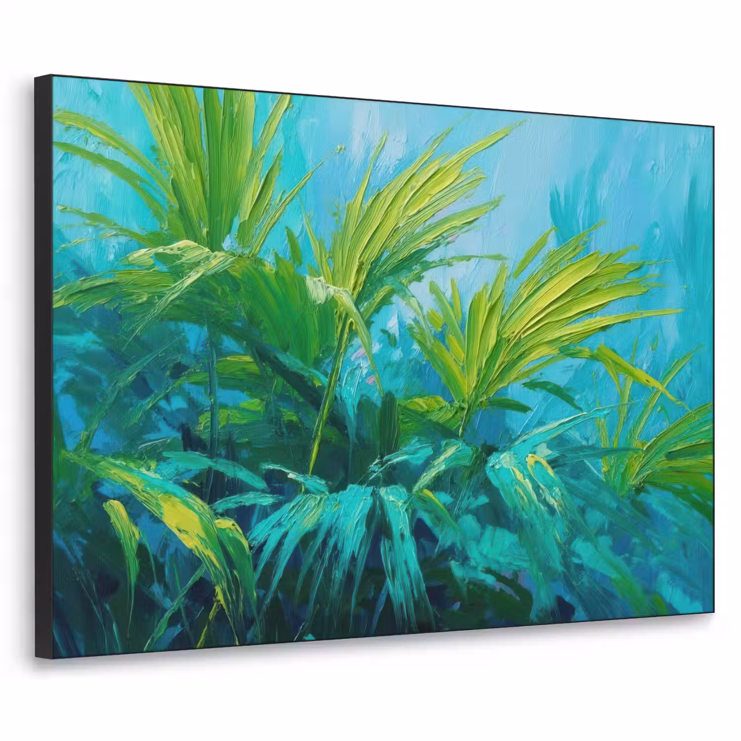 Bladeren - Groen - Schilderij - Abstract Textielframe - compleet frame klein -3d
