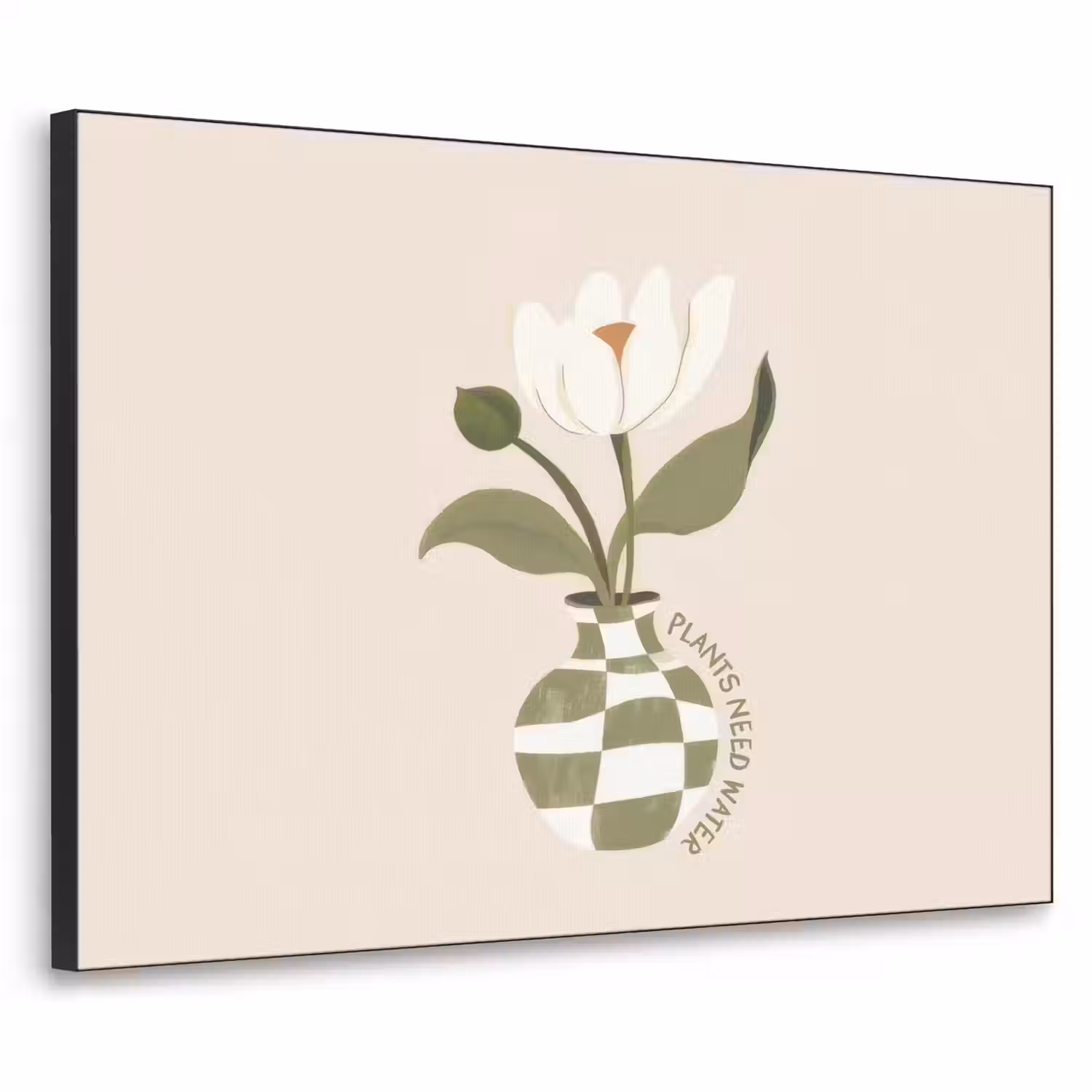Bloem - Wit - Vaas - Quote Textielframe - compleet frame klein -3d
