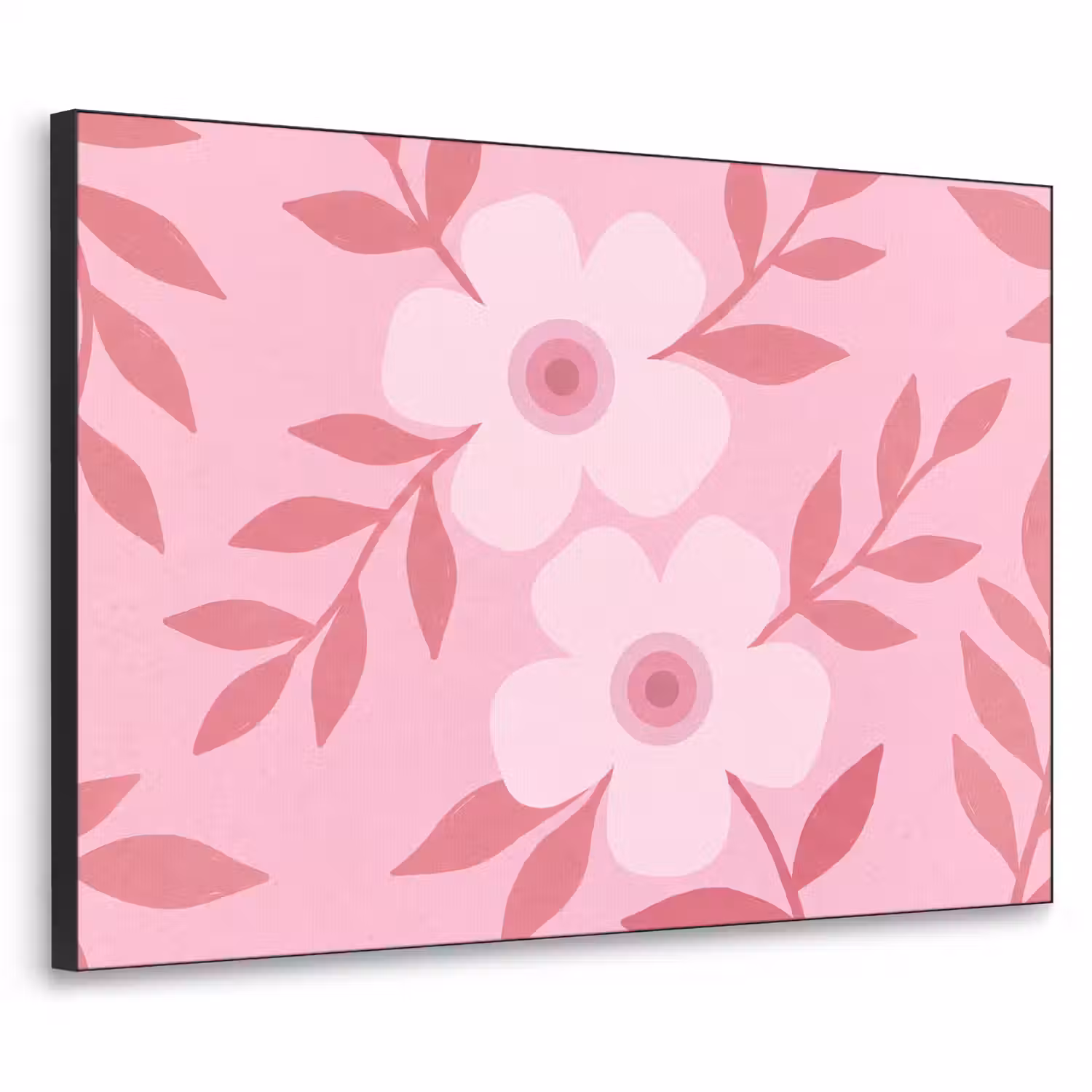 Bloemen - Abstract - Modern - Roze - Natuur Textielframe zwart klein -3d
