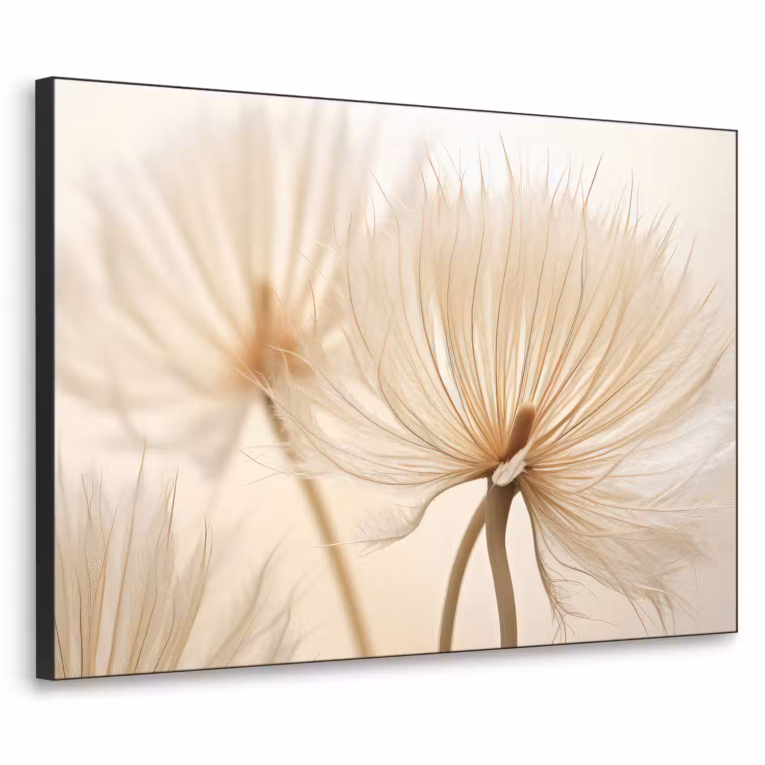 Bloemen - Beige - Natuur Textielframe zwart klein -3d
