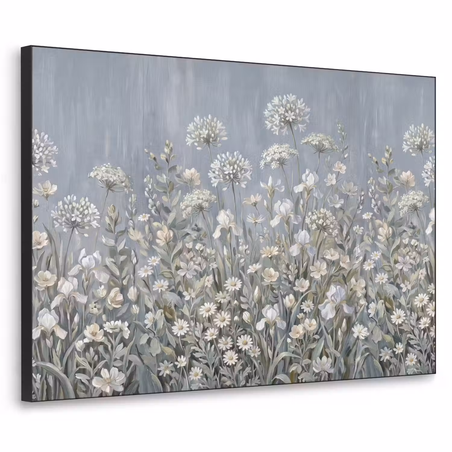 Bloemen - Botanisch - Blauw Textielframe zwart klein -3d