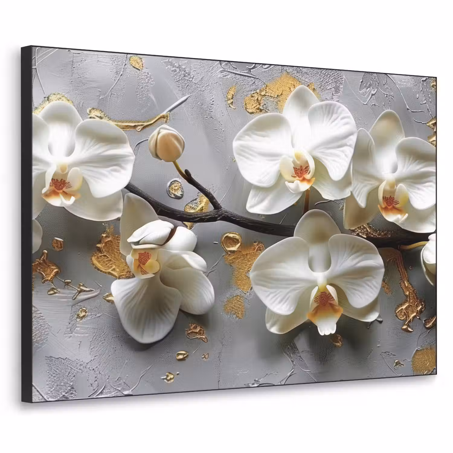 Bloemen - Orchidee - Abstract - Modern Textielframe zwart klein -3d