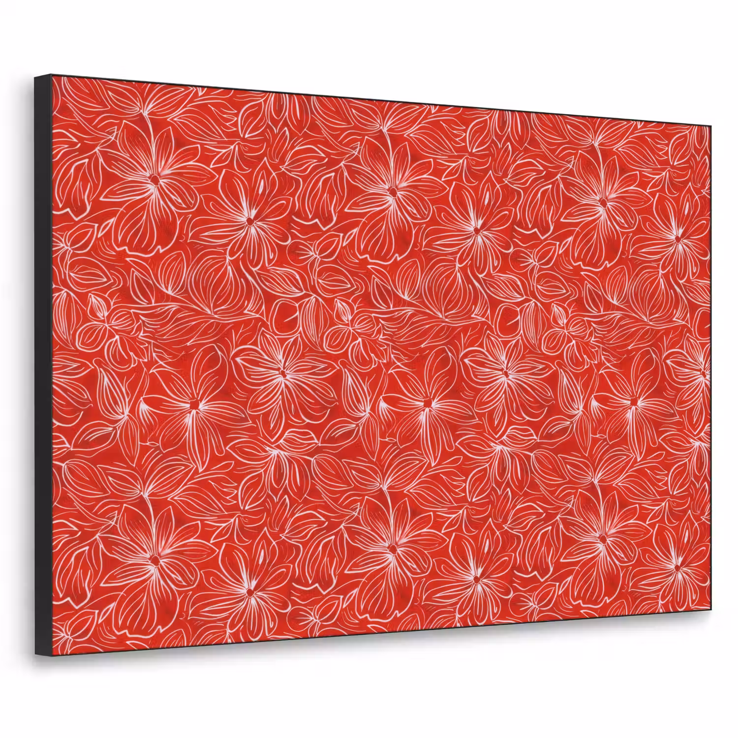 Bloemen - Patroon - Rood Textielframe zwart klein 947 -3d