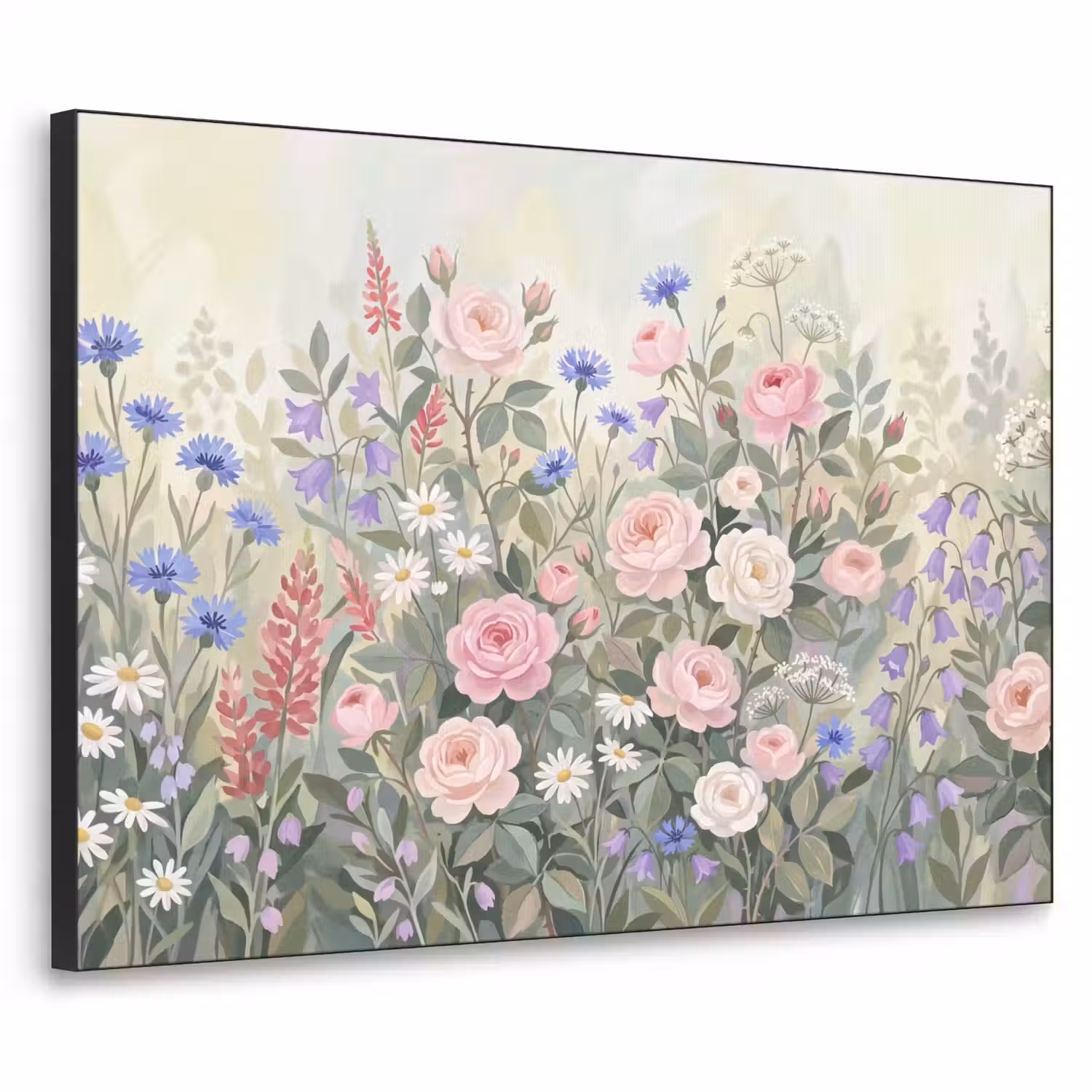 Bloemen - Tuin - Natuur - Kleurrijk Textielframe zwart klein -3d
