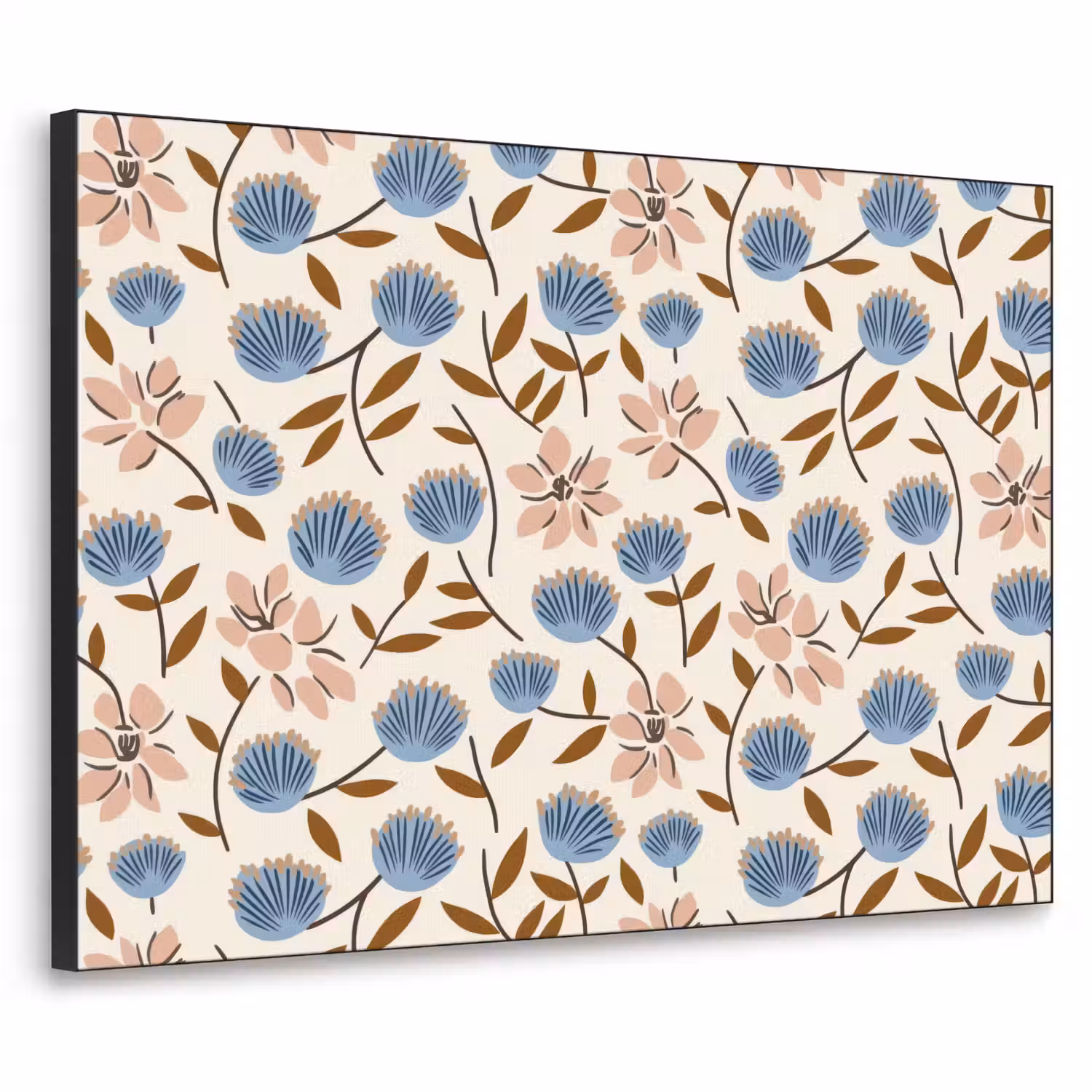 Bloemen - Wild - Blauw Textielframe zwart klein 947 -3d