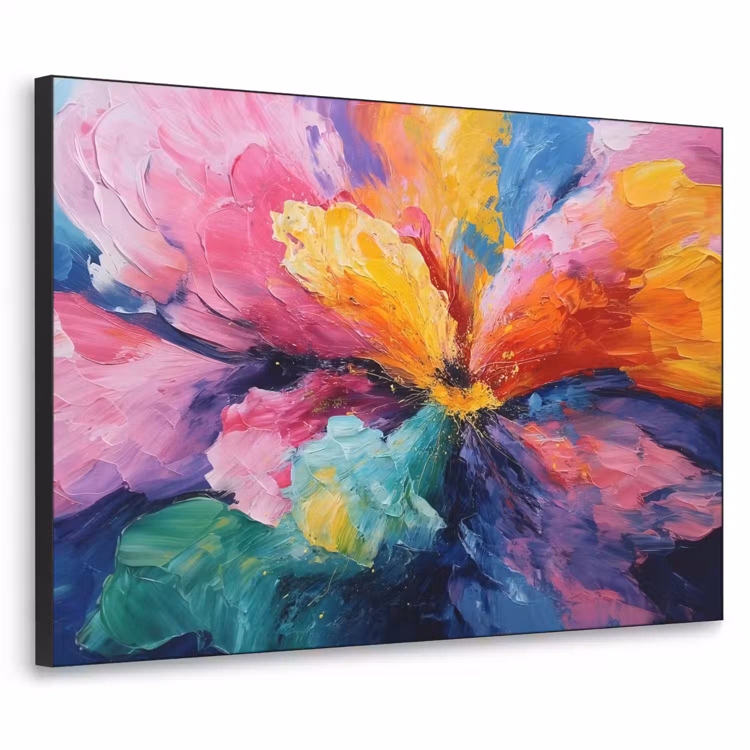Bloemexplosie - Veelkleurig - Bewegend Textielframe - compleet frame klein -3d
