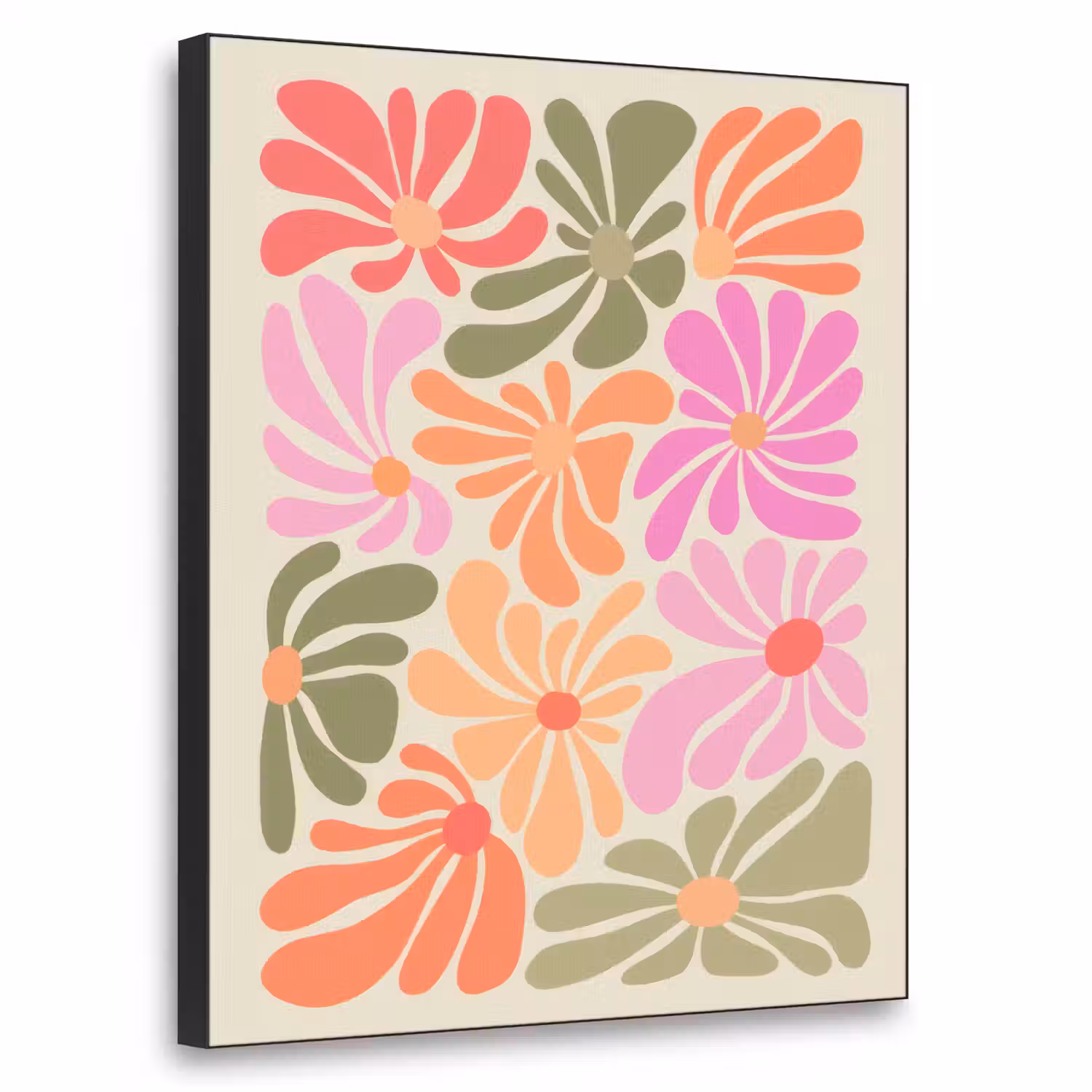 Bloemvormen - Retro - Kleurrijk Textielframe - compleet frame klein -3d