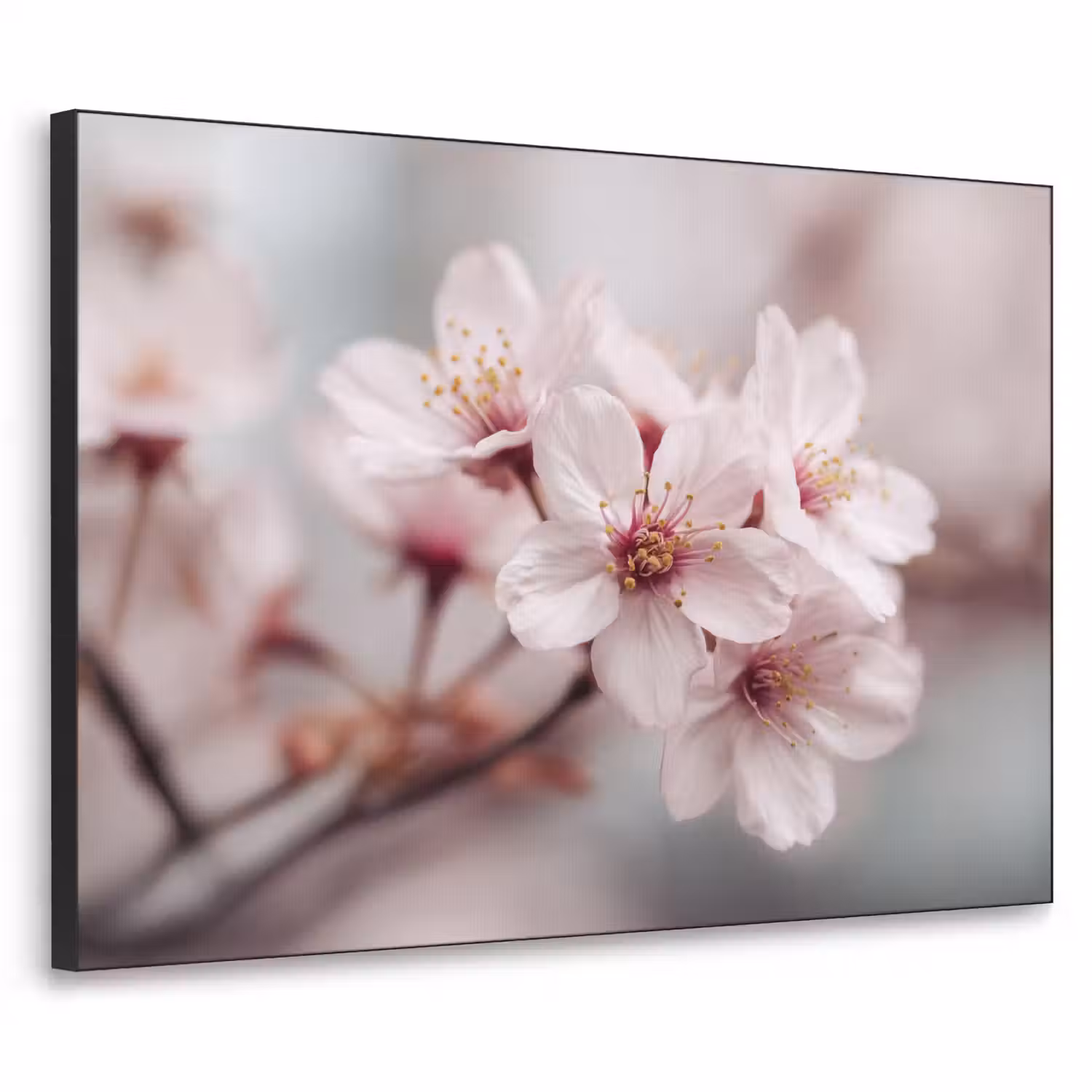 Bloesems - Meeldraden - Geel - Wazig Textielframe - compleet frame klein -3d