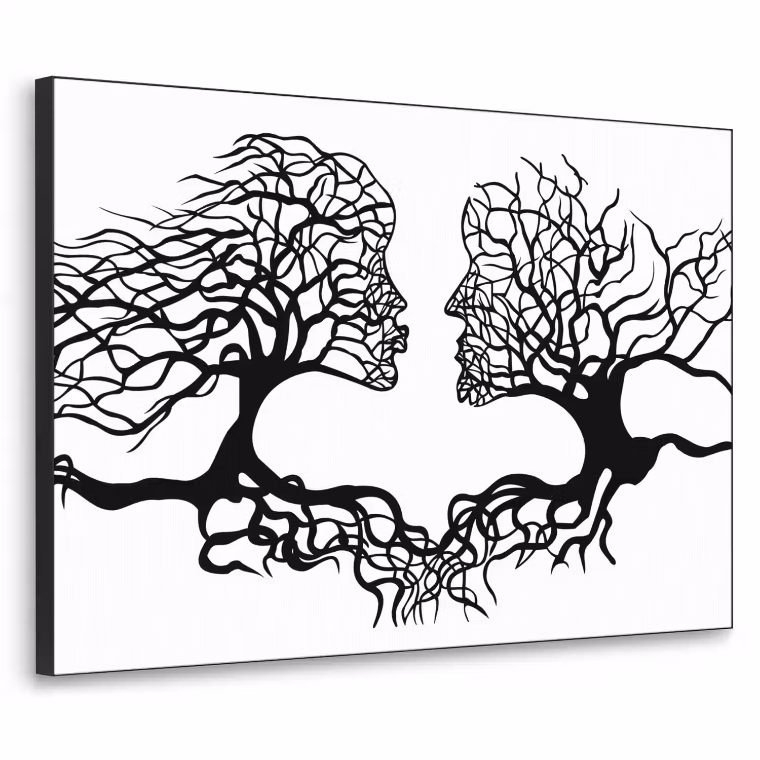 Bomen - Gezicht - Kunst - Abstract Textielframe - compleet frame klein -3d