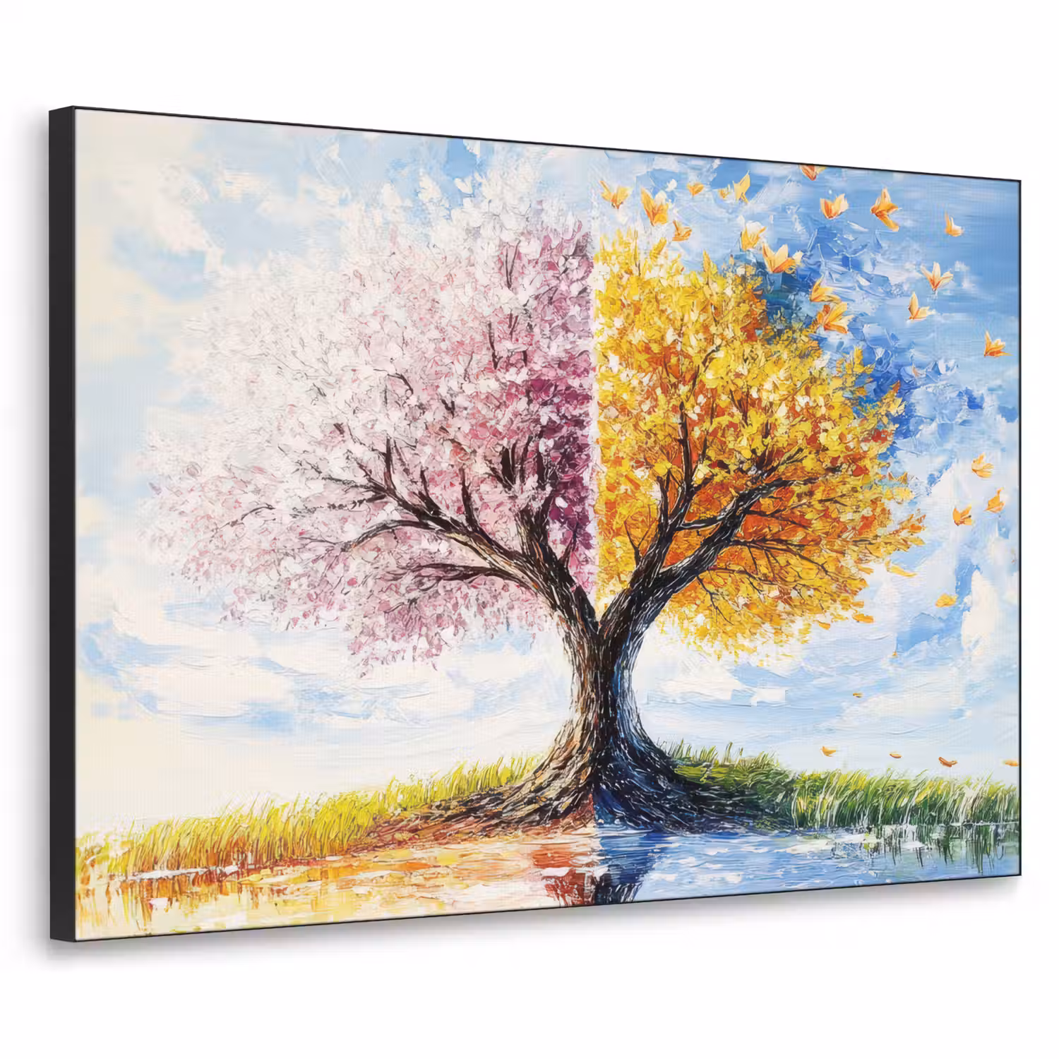 Boom - Kunst - Seizoenen - Lente - Herfst Textielframe - compleet frame klein -3d