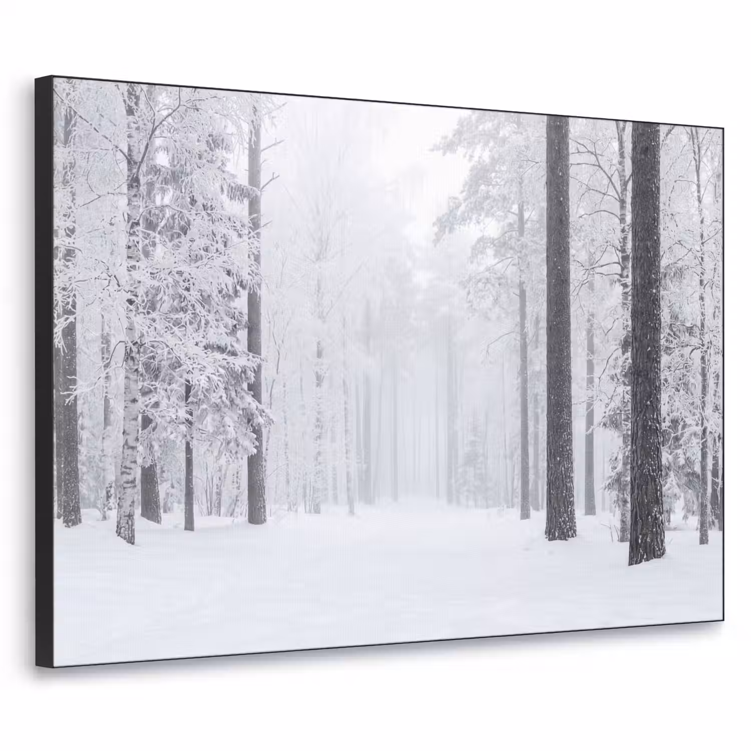 Bos - Sneeuw - Pad - Winter - Stilte Textielframe zwart klein -3d