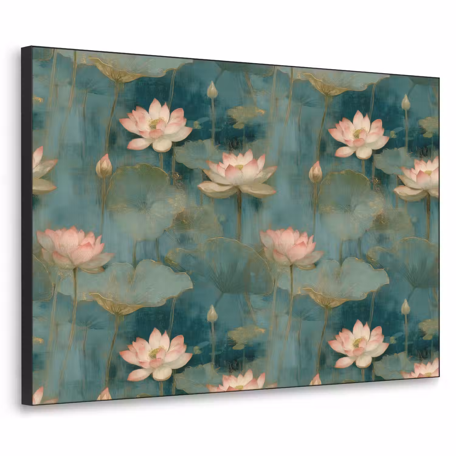 Botanisch - Bloemen - Roze Textielframe zwart klein 947 -3d